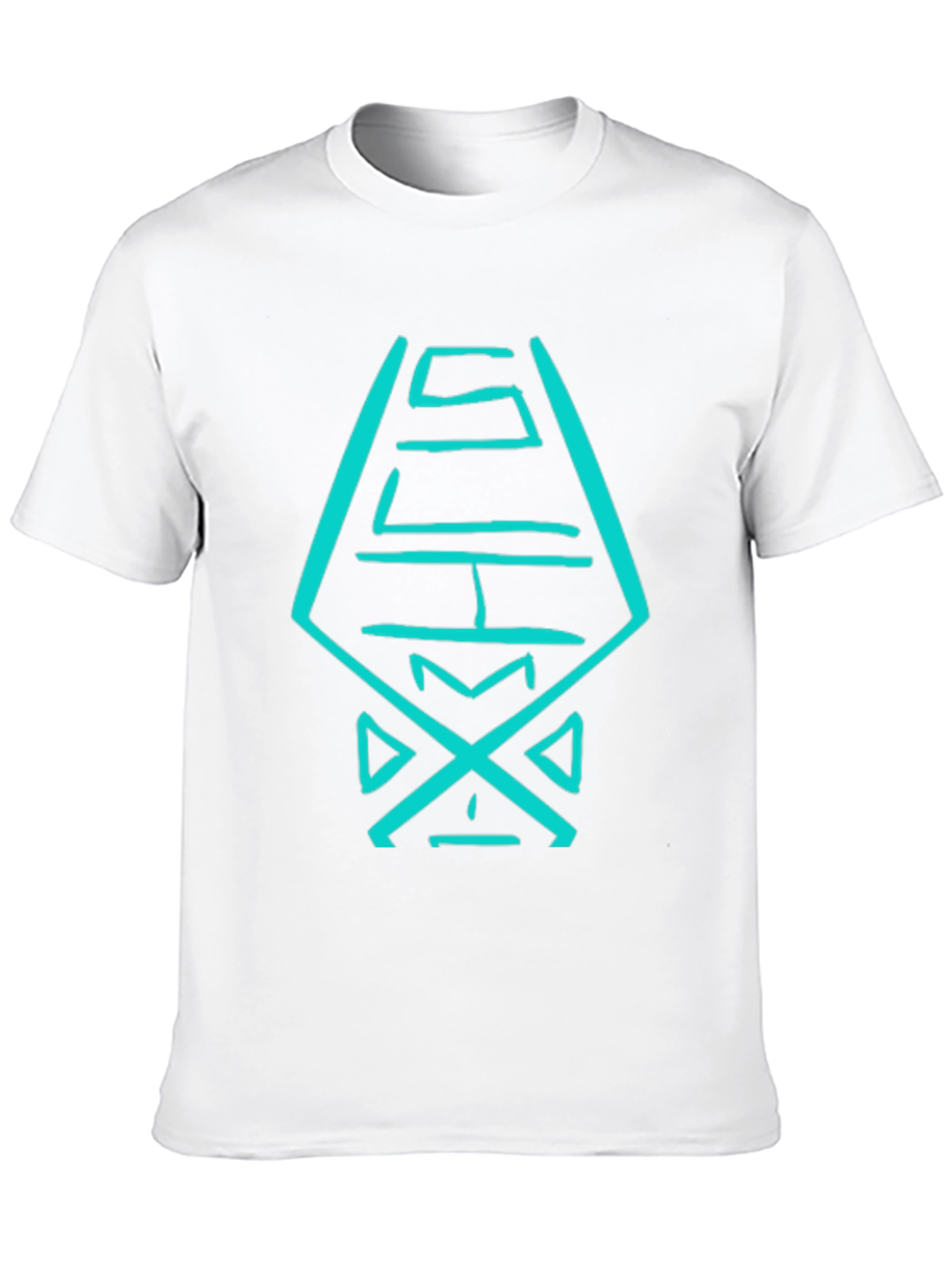 Black T-Shirt with Abstract Turquoise Design