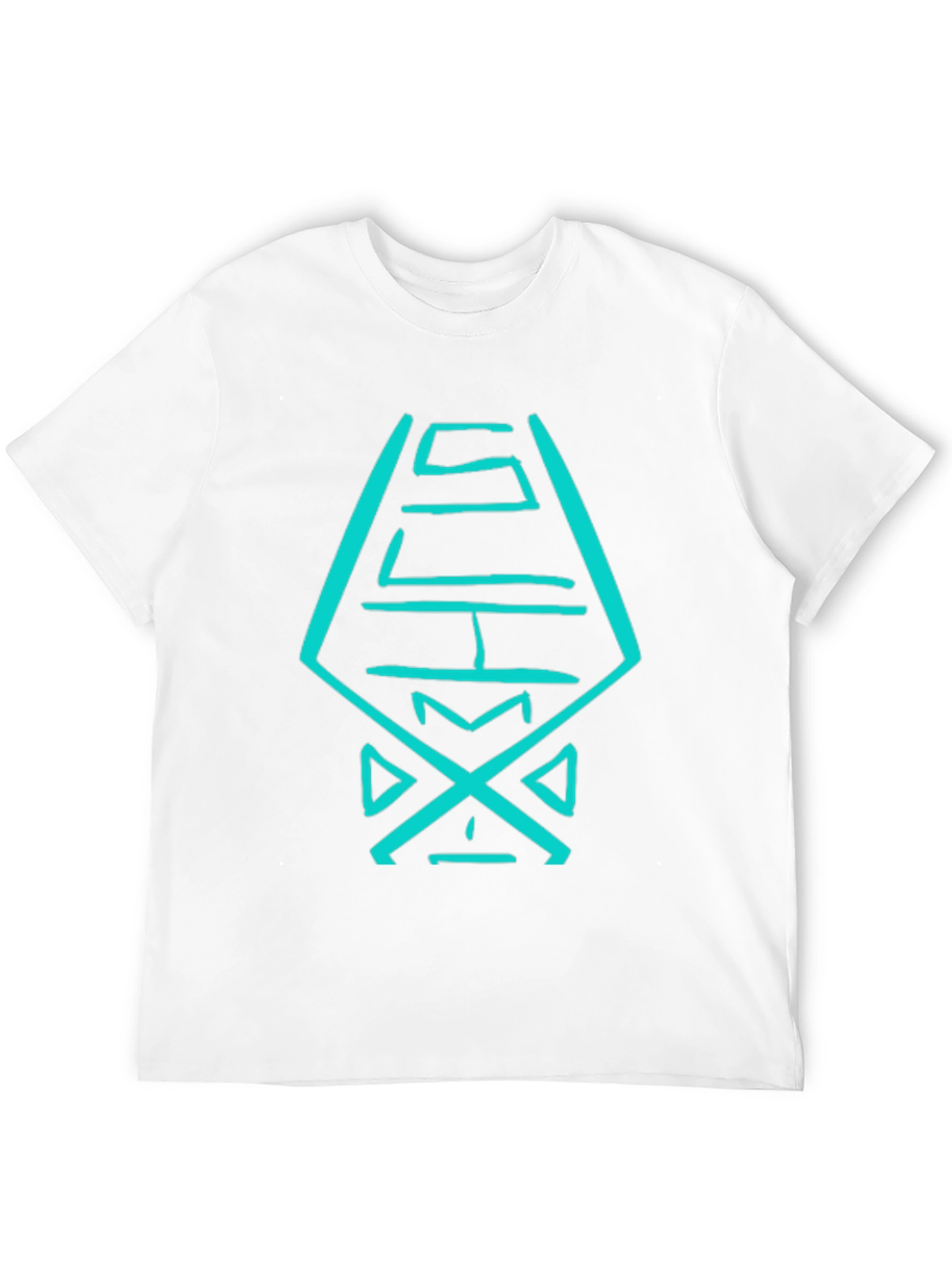 Black T-Shirt with Abstract Turquoise Design