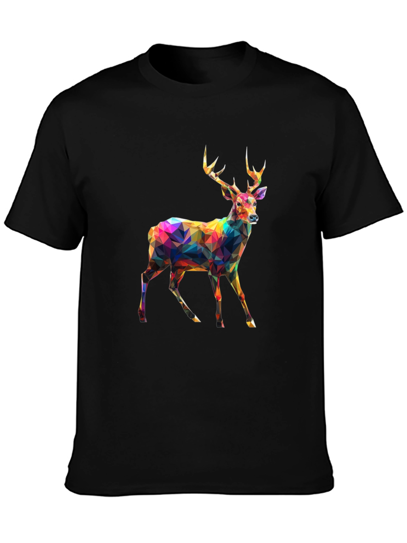 Geometric Deer Graphic Tee - Mens Black T-Shirt