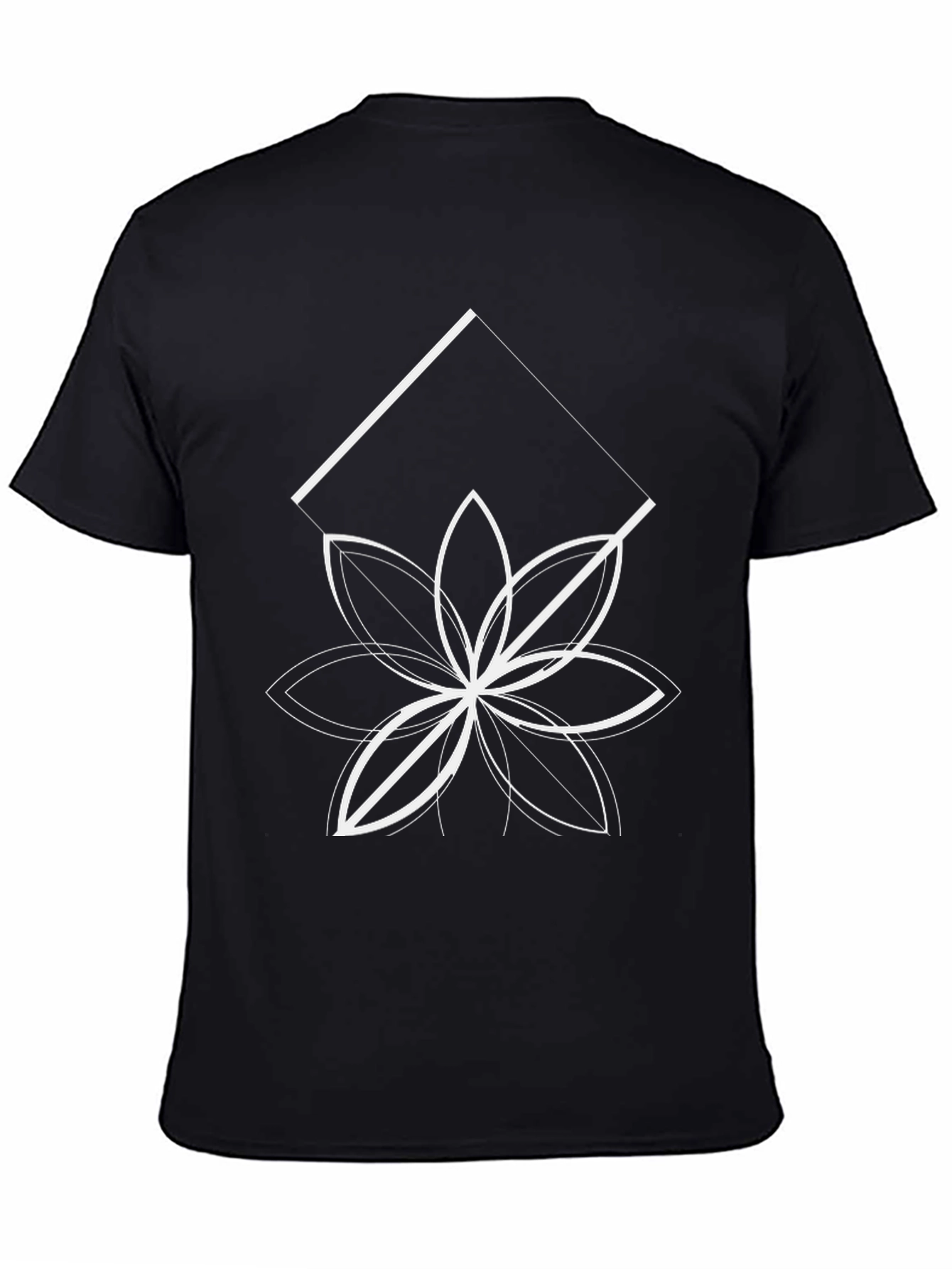 Geometric Flower Graphic Tee - Black