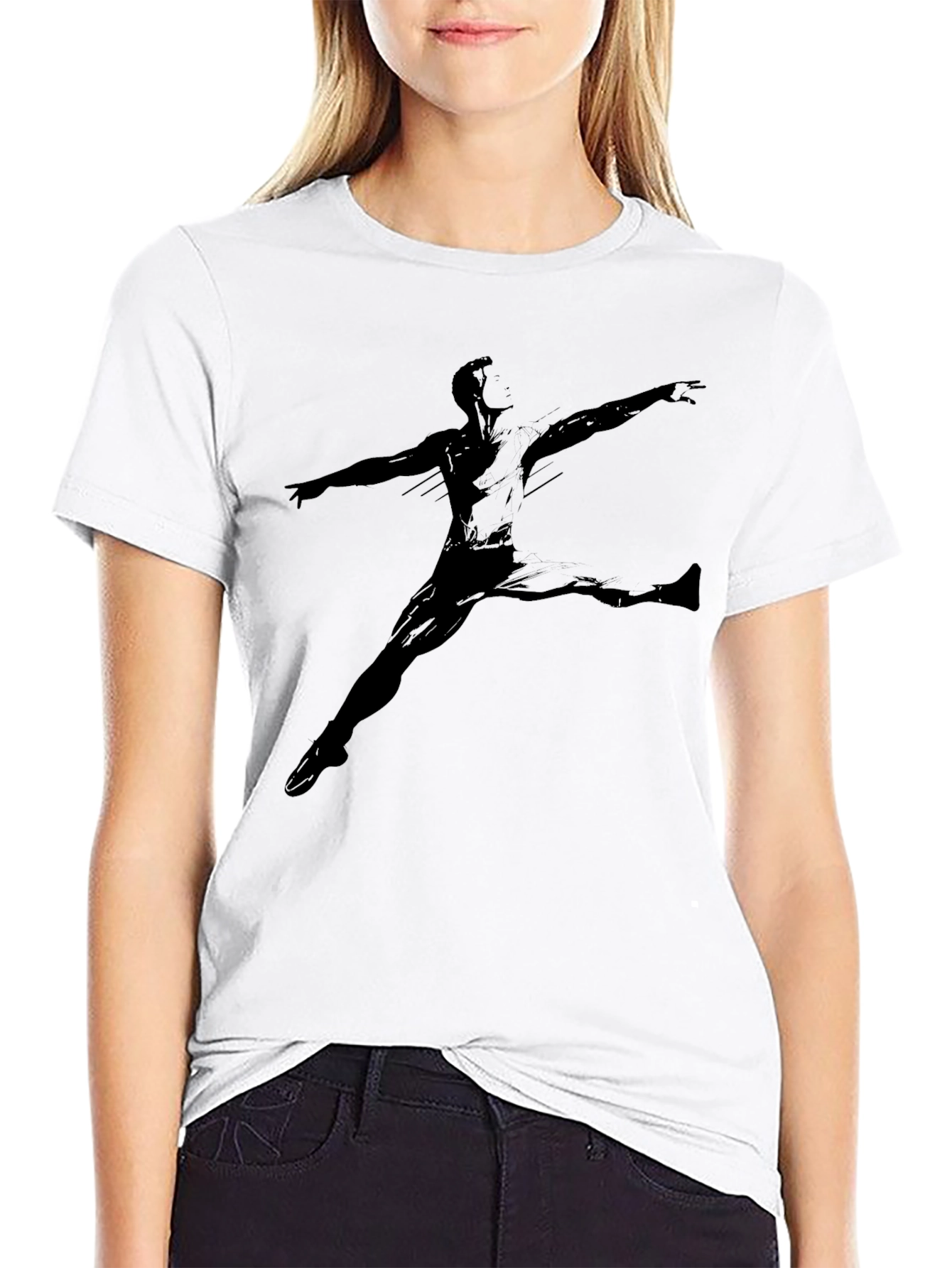 Black T-Shirt with Figure Print