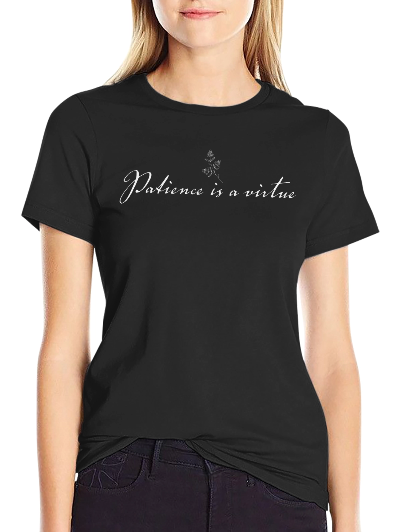 Patience is a Virtue Black Graphic Tee