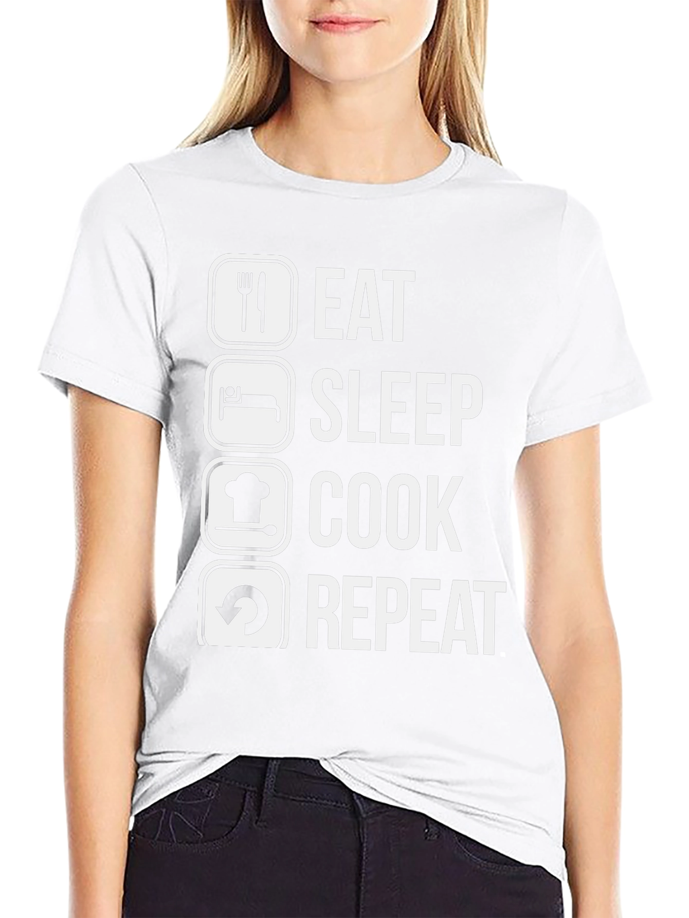 Eat Sleep Cook Repeat Graphic Tee - Black