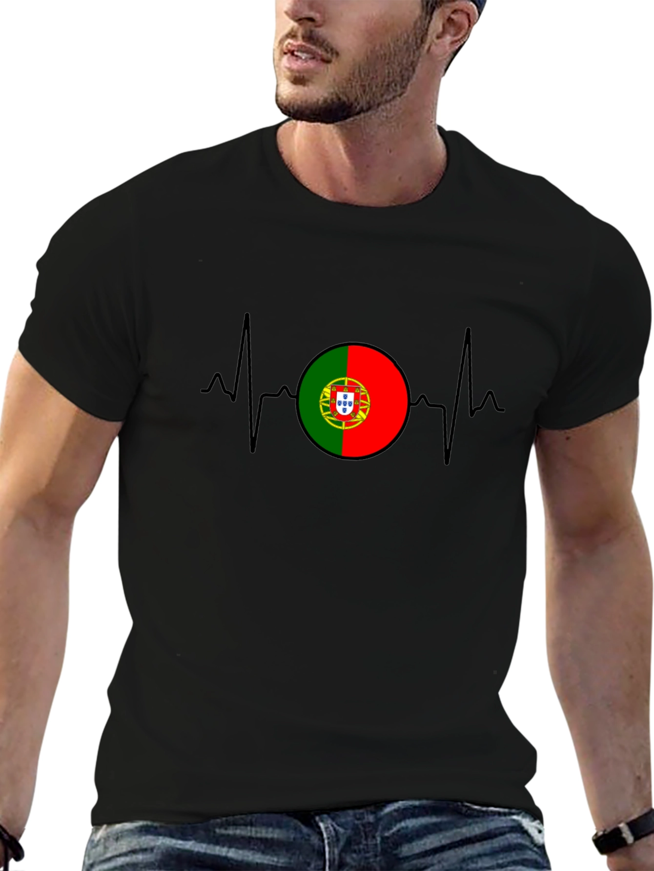 Portugal Flag Heartbeat Graphic T-Shirt