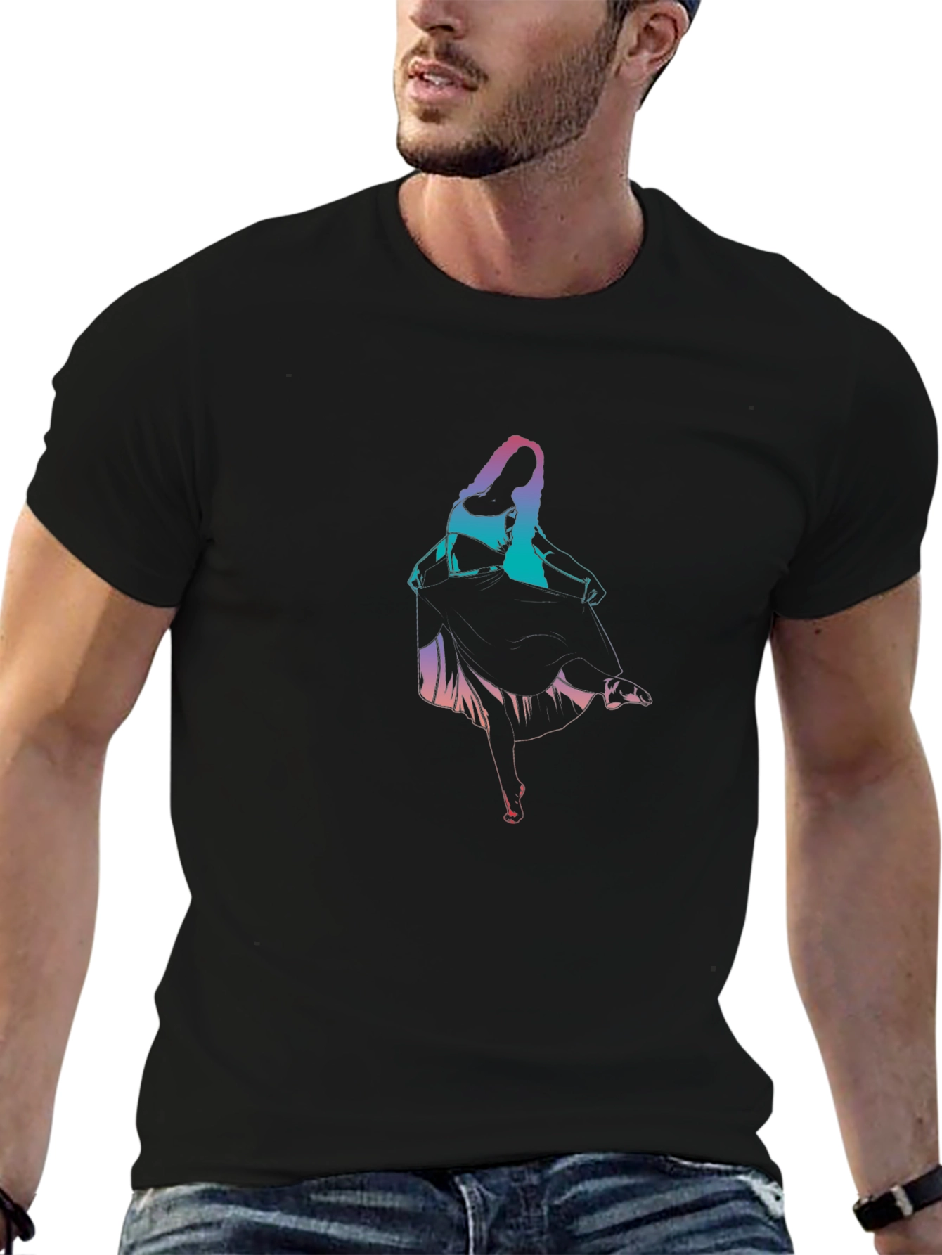 Gradient Dancer Graphic Black T-Shirt