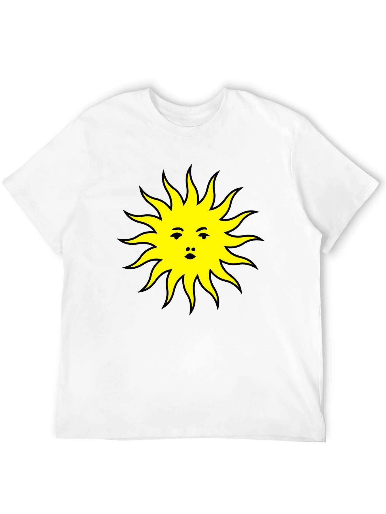 Sun Face Graphic Tee - Black Cotton T-Shirt