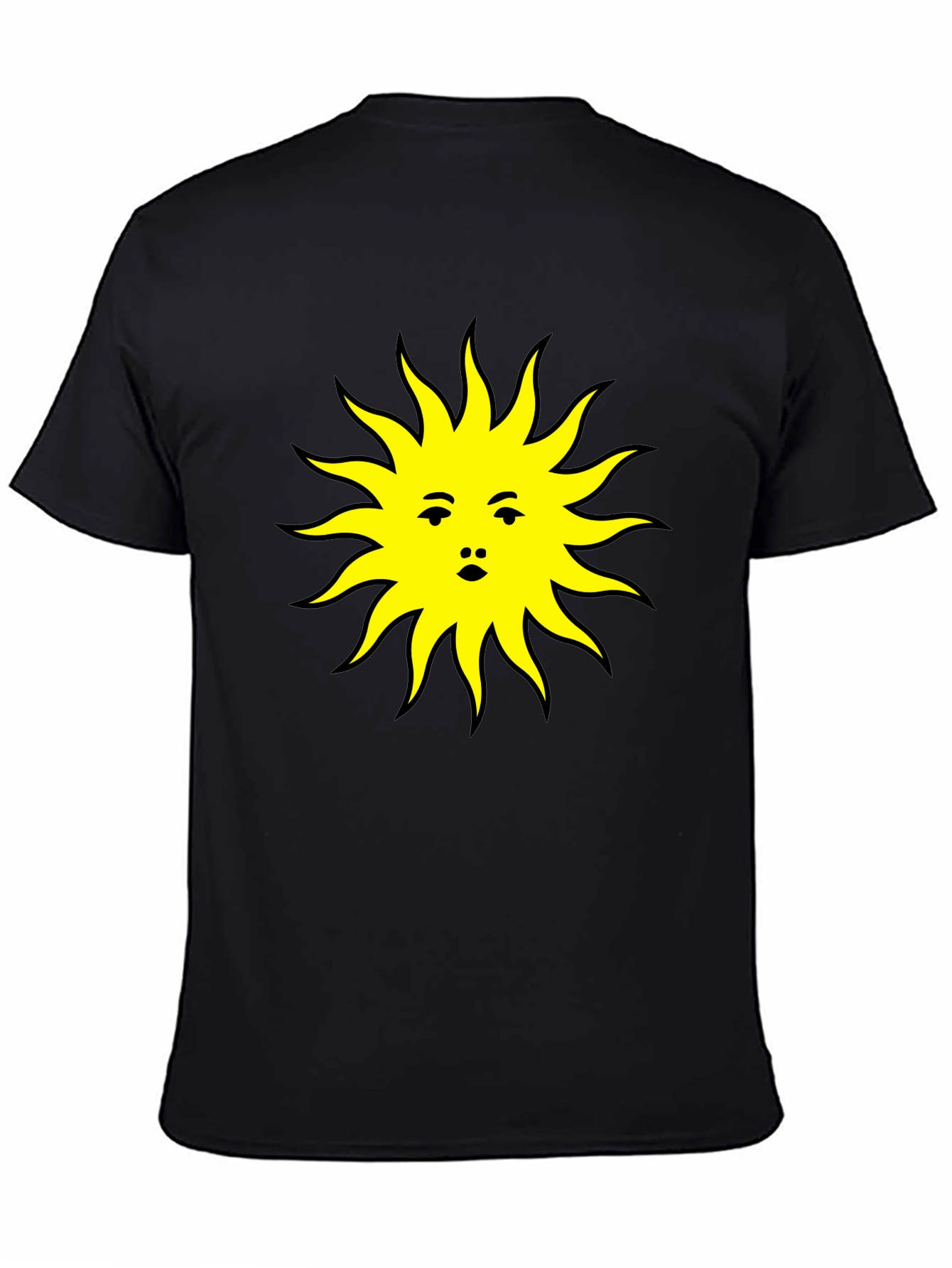 Sun Face Graphic Tee - Black Cotton T-Shirt