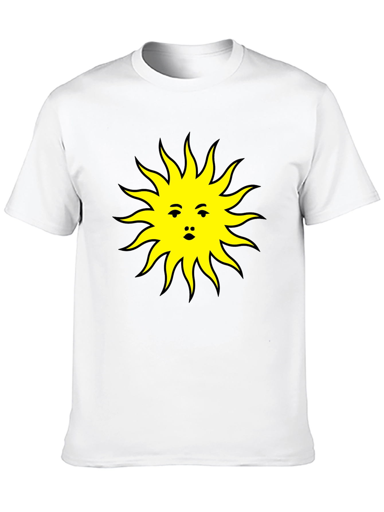 Sun Face Graphic Tee - Black Cotton T-Shirt