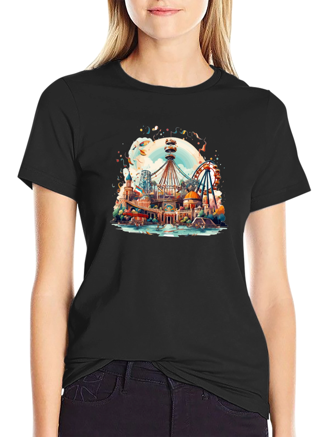 Amusement Park Graphic T-Shirt - Black