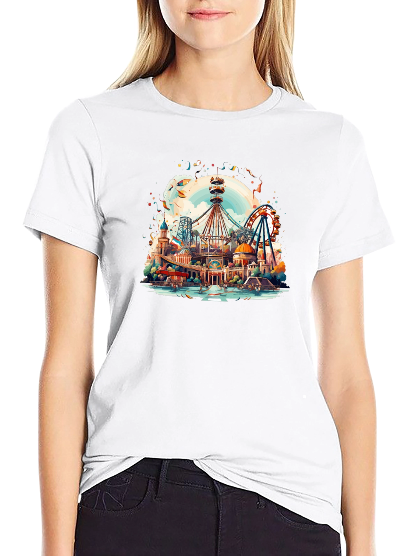 Amusement Park Graphic T-Shirt - Black