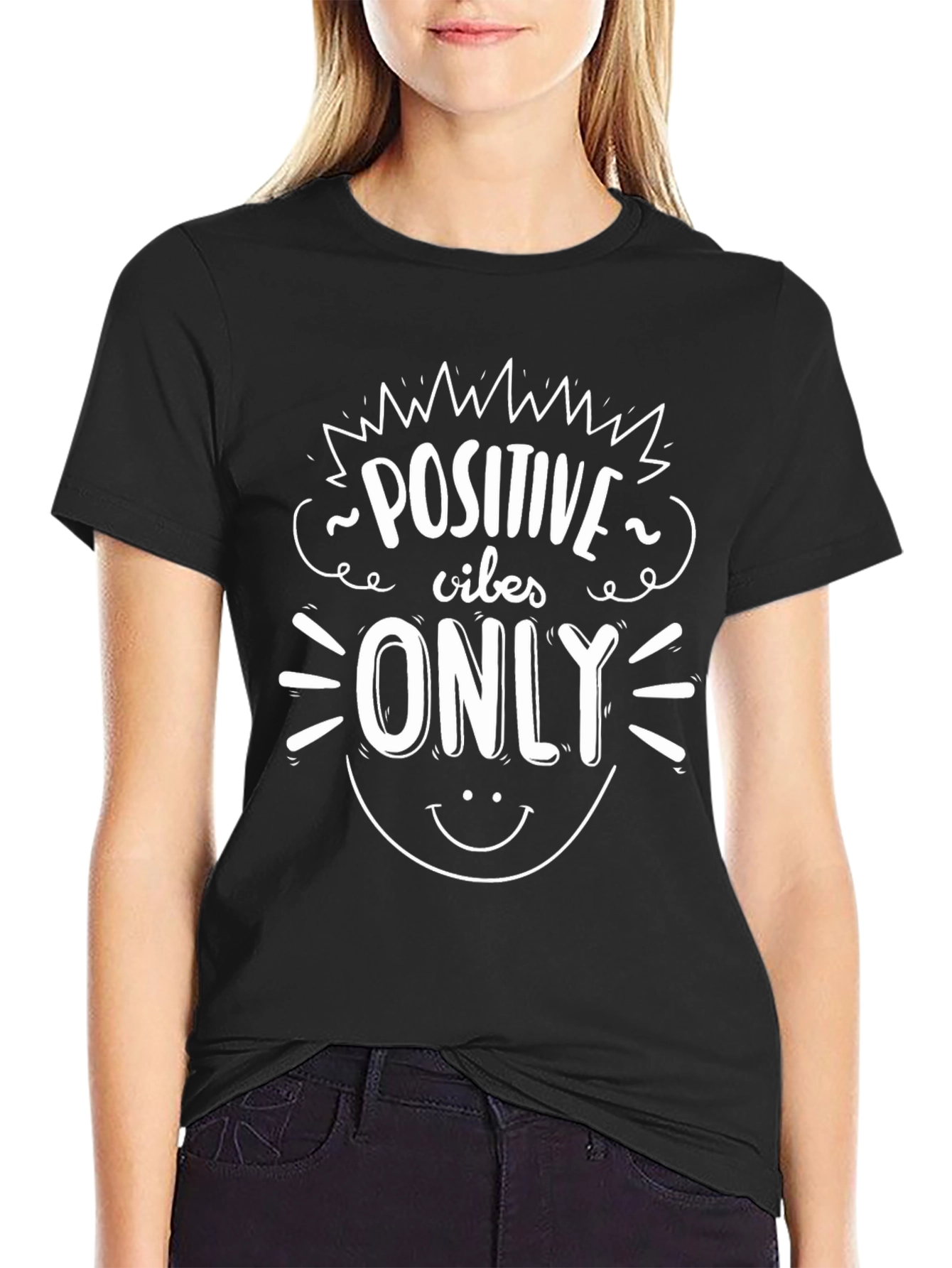 Positive Vibes Only Graphic T-Shirt - Black