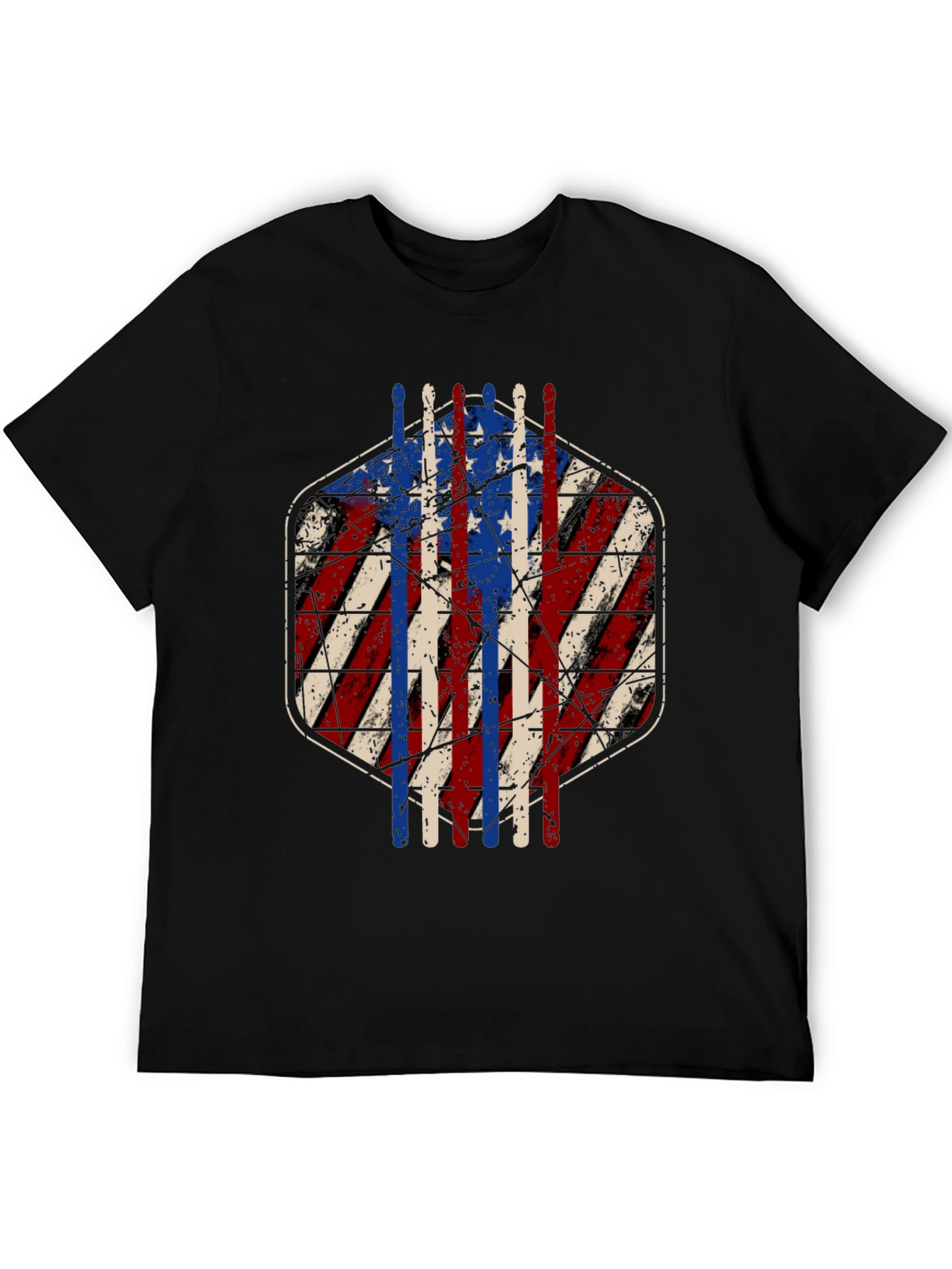 American Flag Drum Sticks Graphic T-Shirt