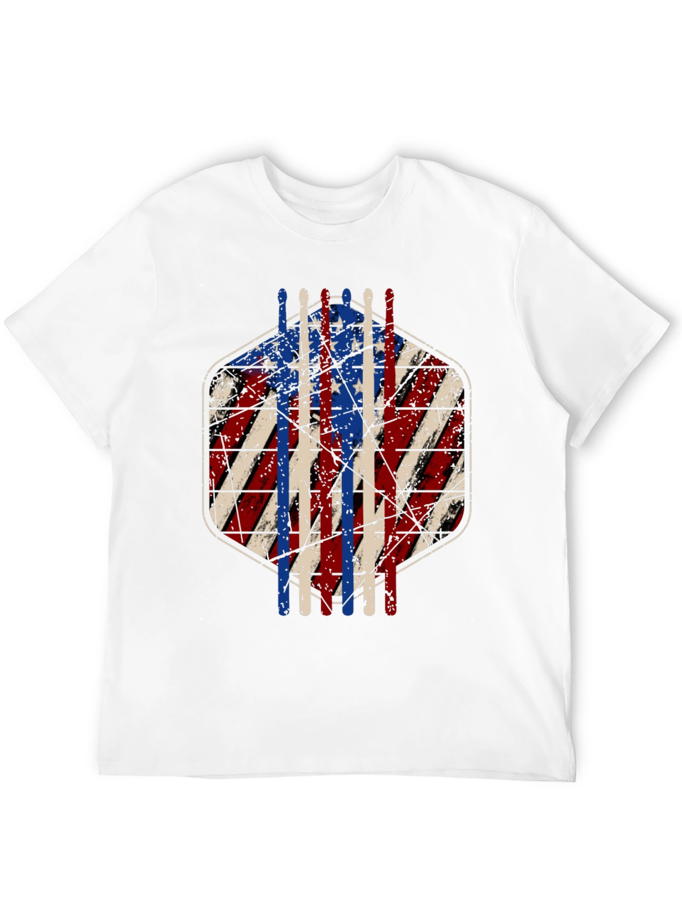 American Flag Drum Sticks Graphic T-Shirt