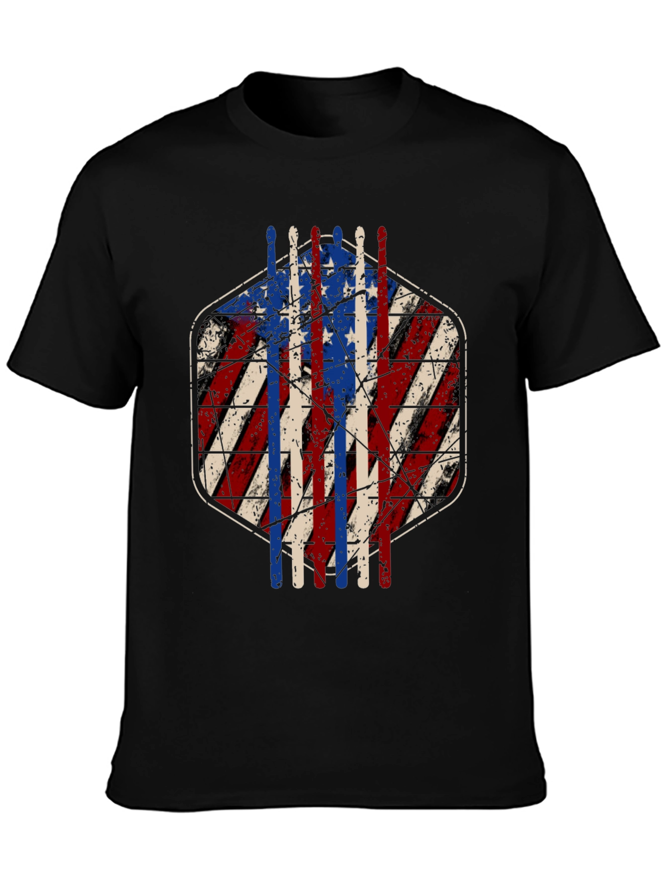 American Flag Drum Sticks Graphic T-Shirt