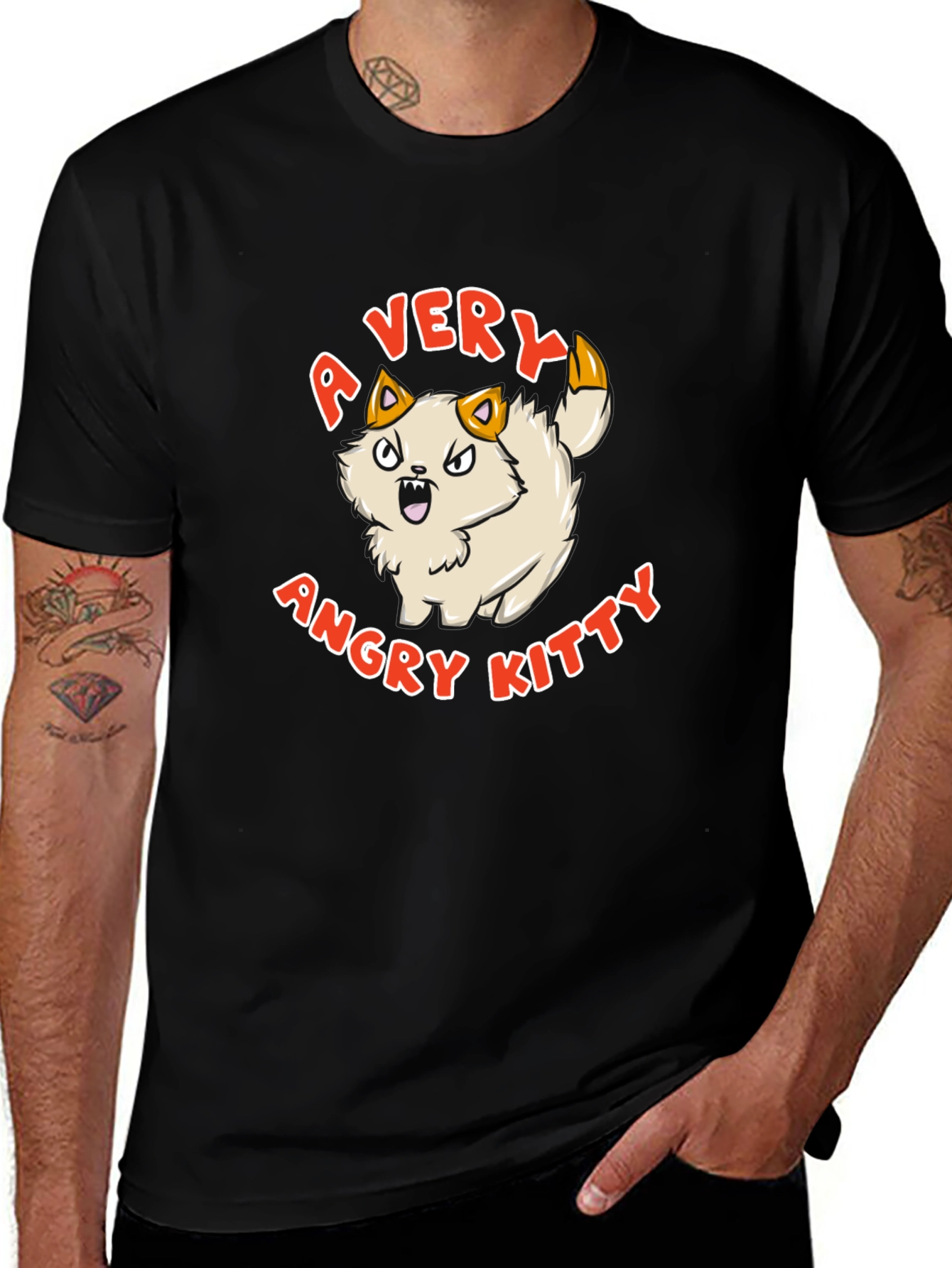A Very Angry Kitty T-Shirt - Cotton Blend
