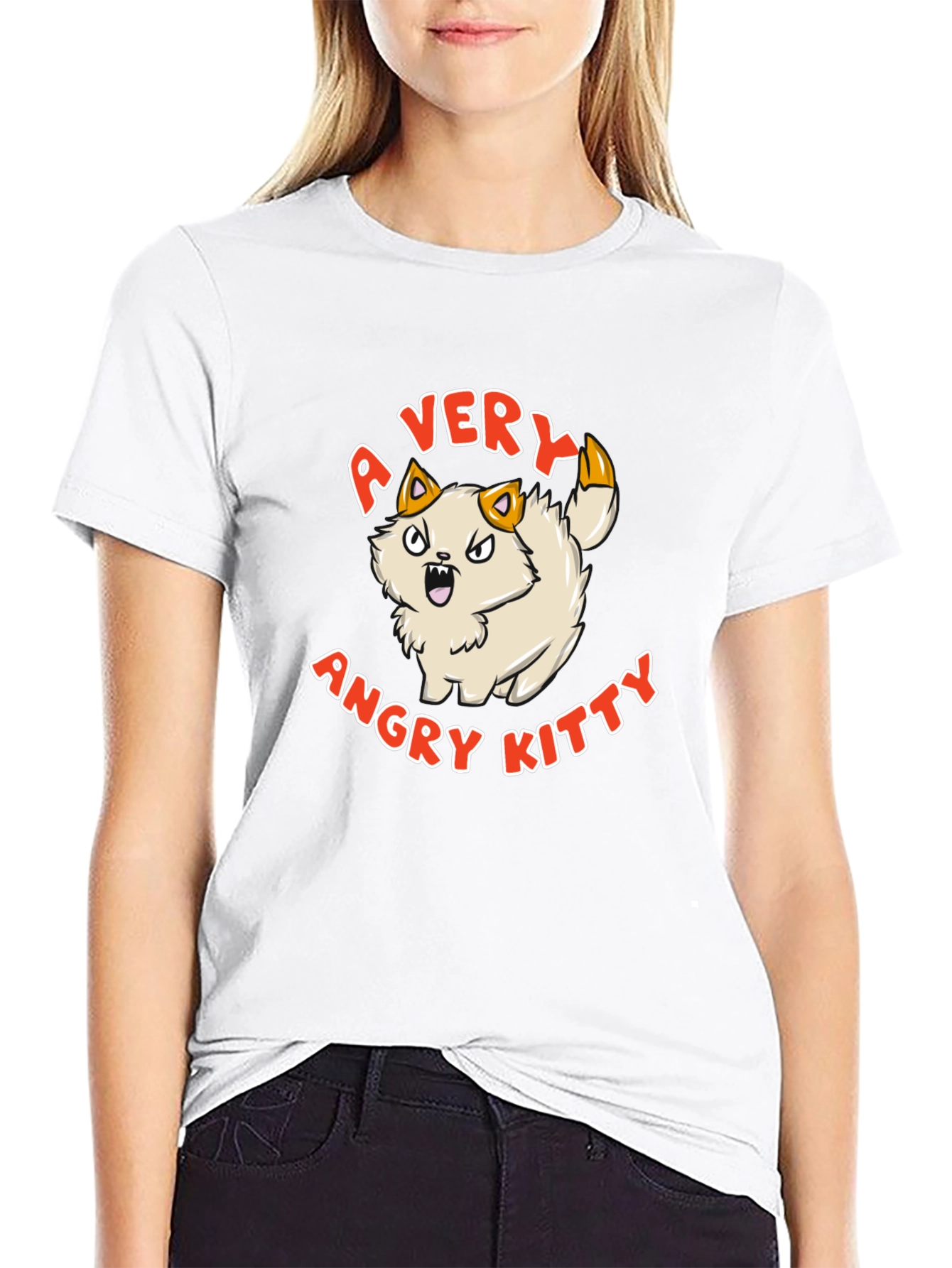A Very Angry Kitty T-Shirt - Cotton Blend