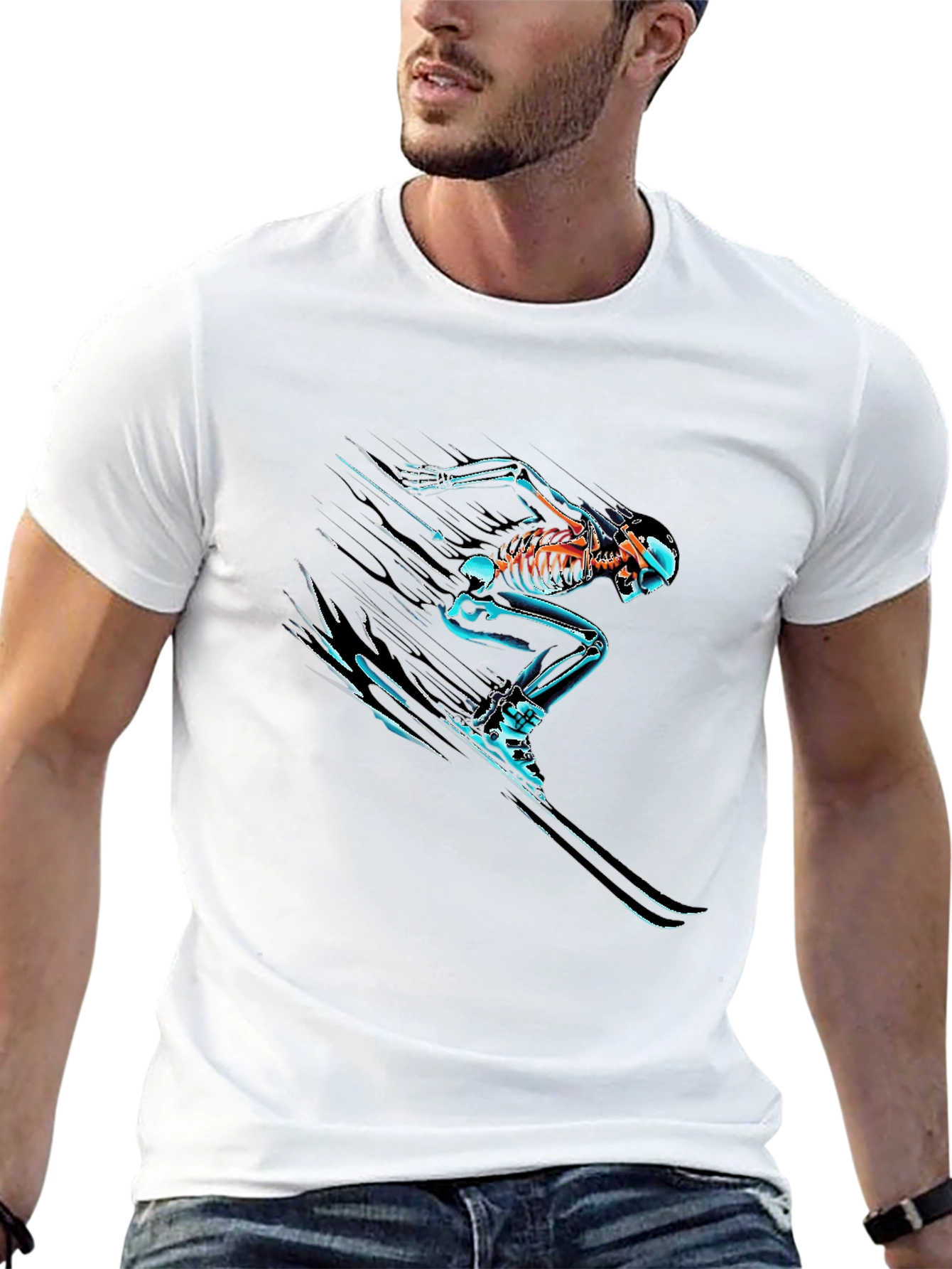 Skeleton Ski T-Shirt - Black Graphic Tee
