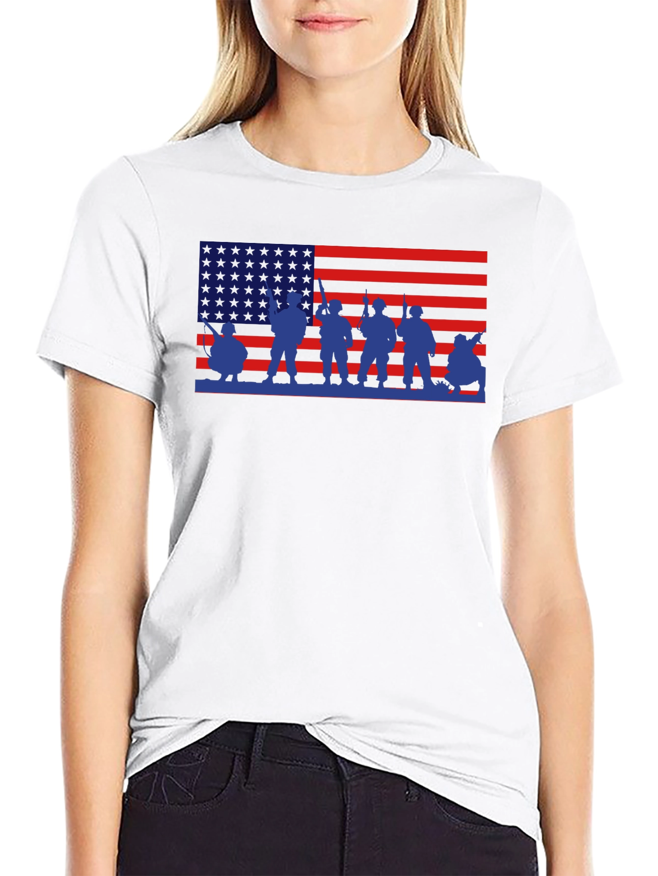 Patriotic American Flag Military Graphic T-Shirt