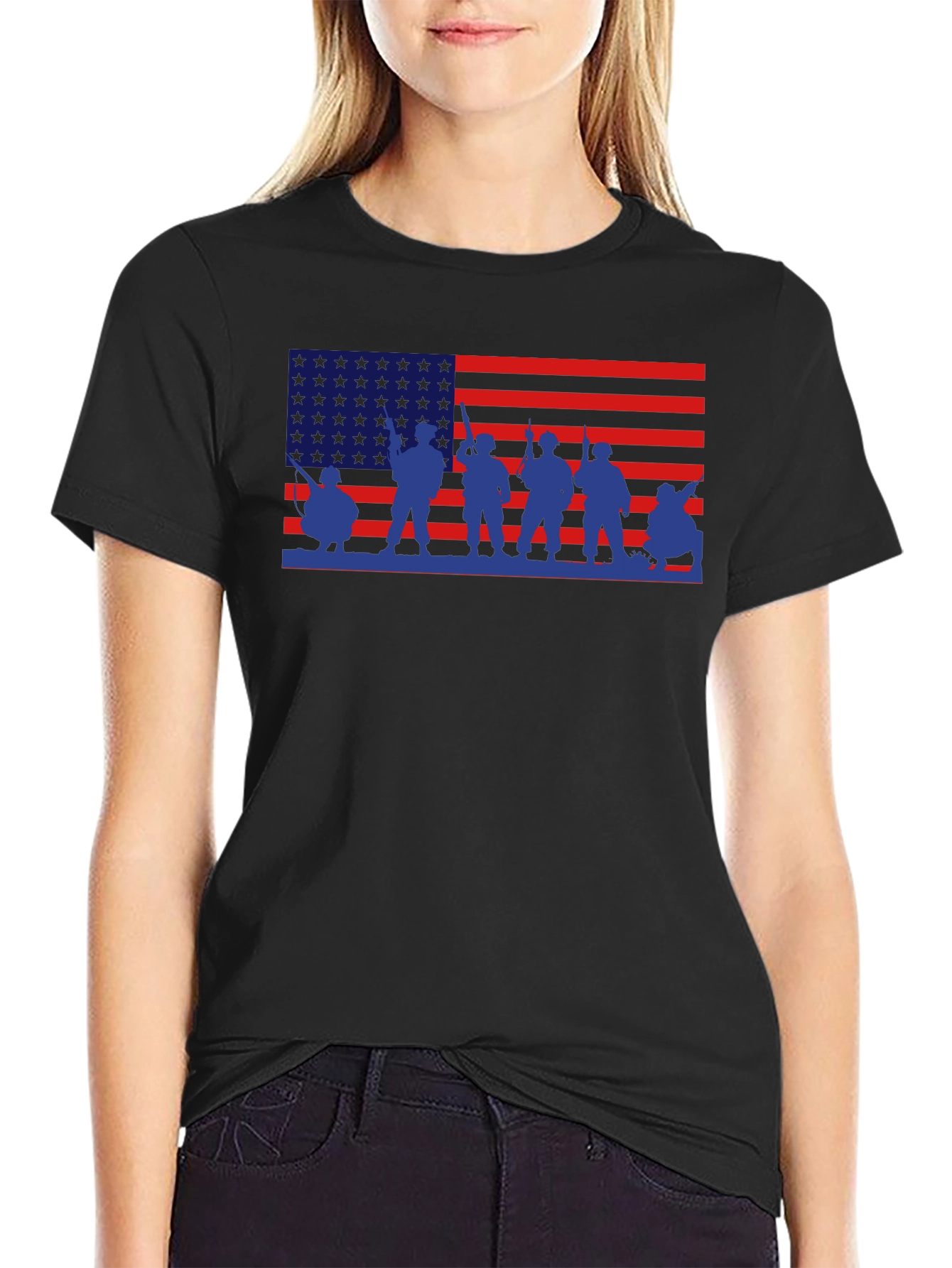 Patriotic American Flag Military Graphic T-Shirt