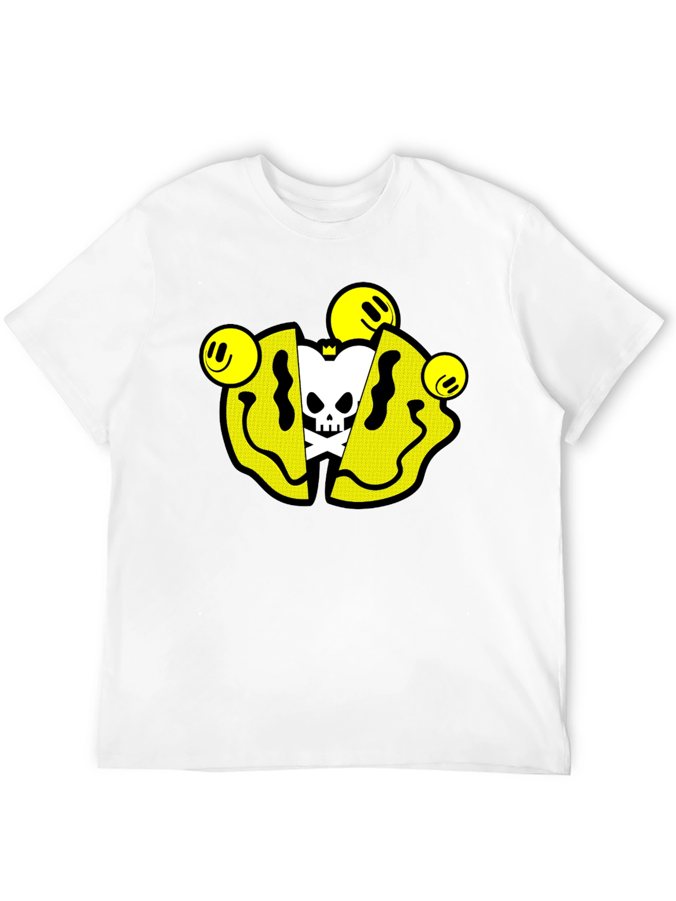 Smiley Skull Graphic Tee - Trendy Black T-Shirt
