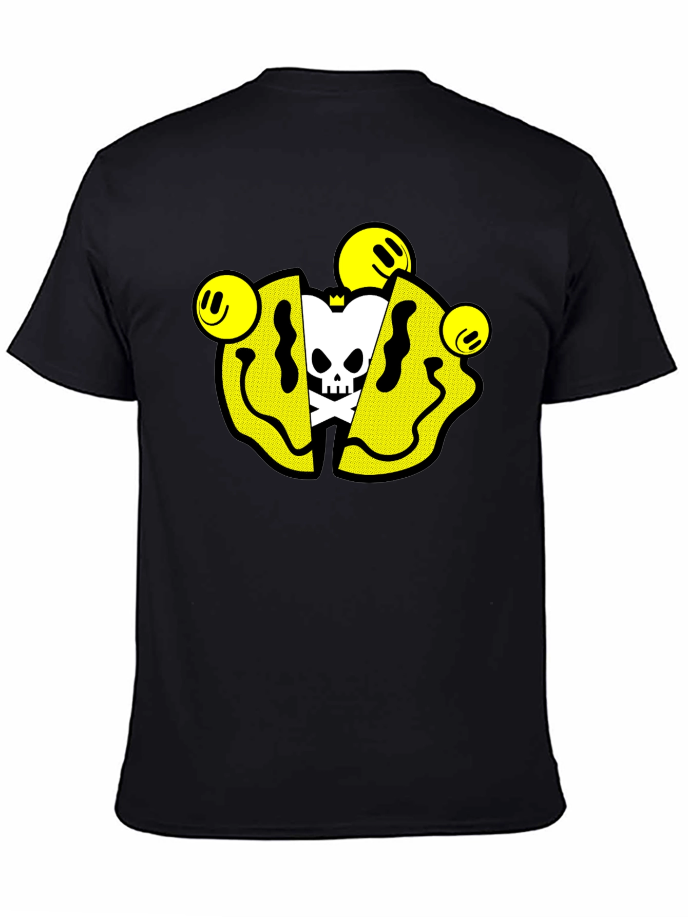 Smiley Skull Graphic Tee - Trendy Black T-Shirt