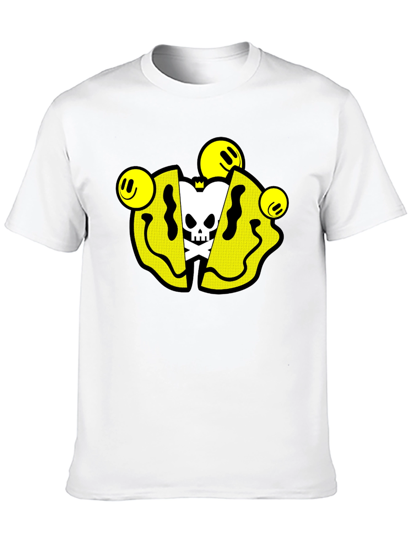Smiley Skull Graphic Tee - Trendy Black T-Shirt