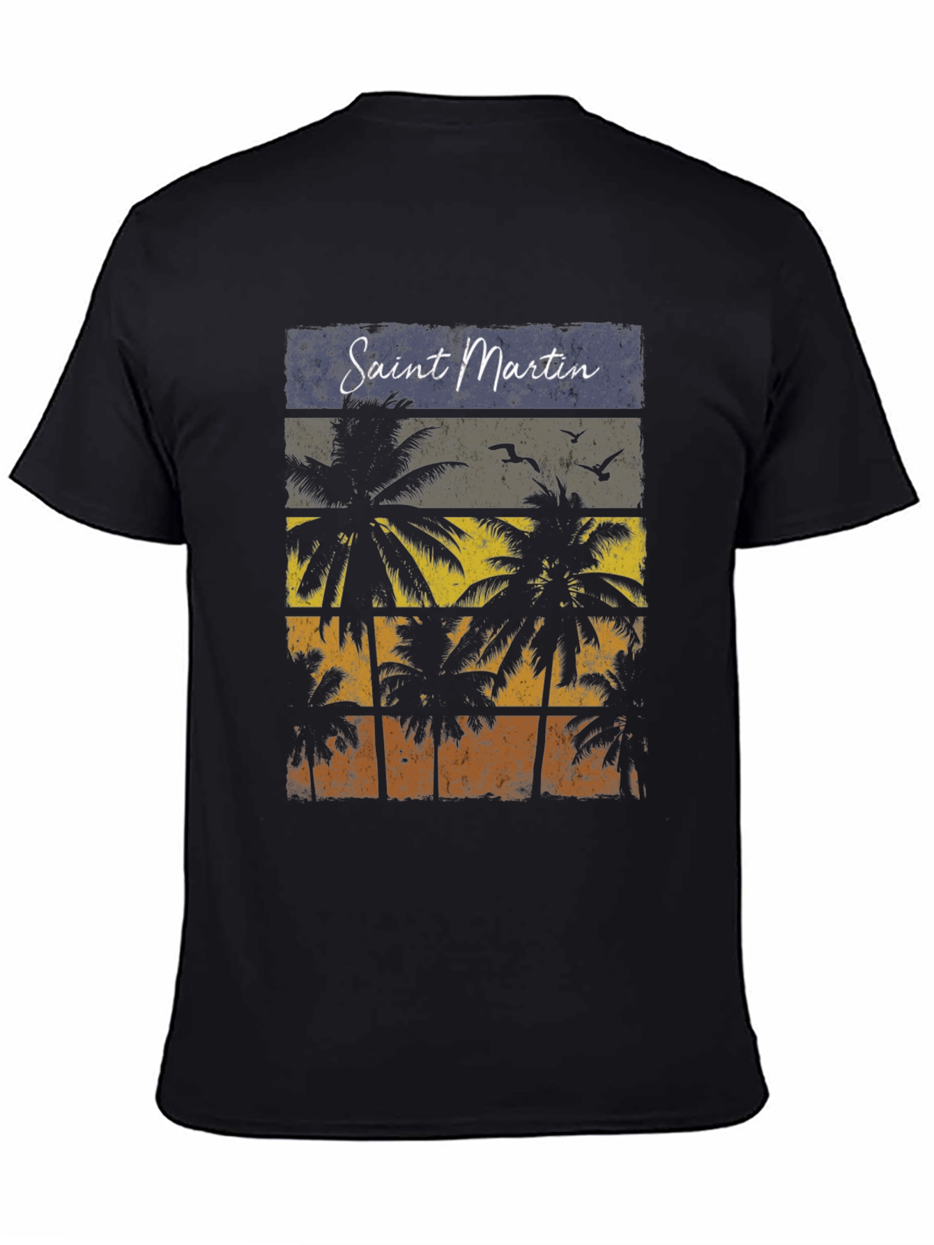 Saint Martin Palm Tree Graphic Tee - Retro Style