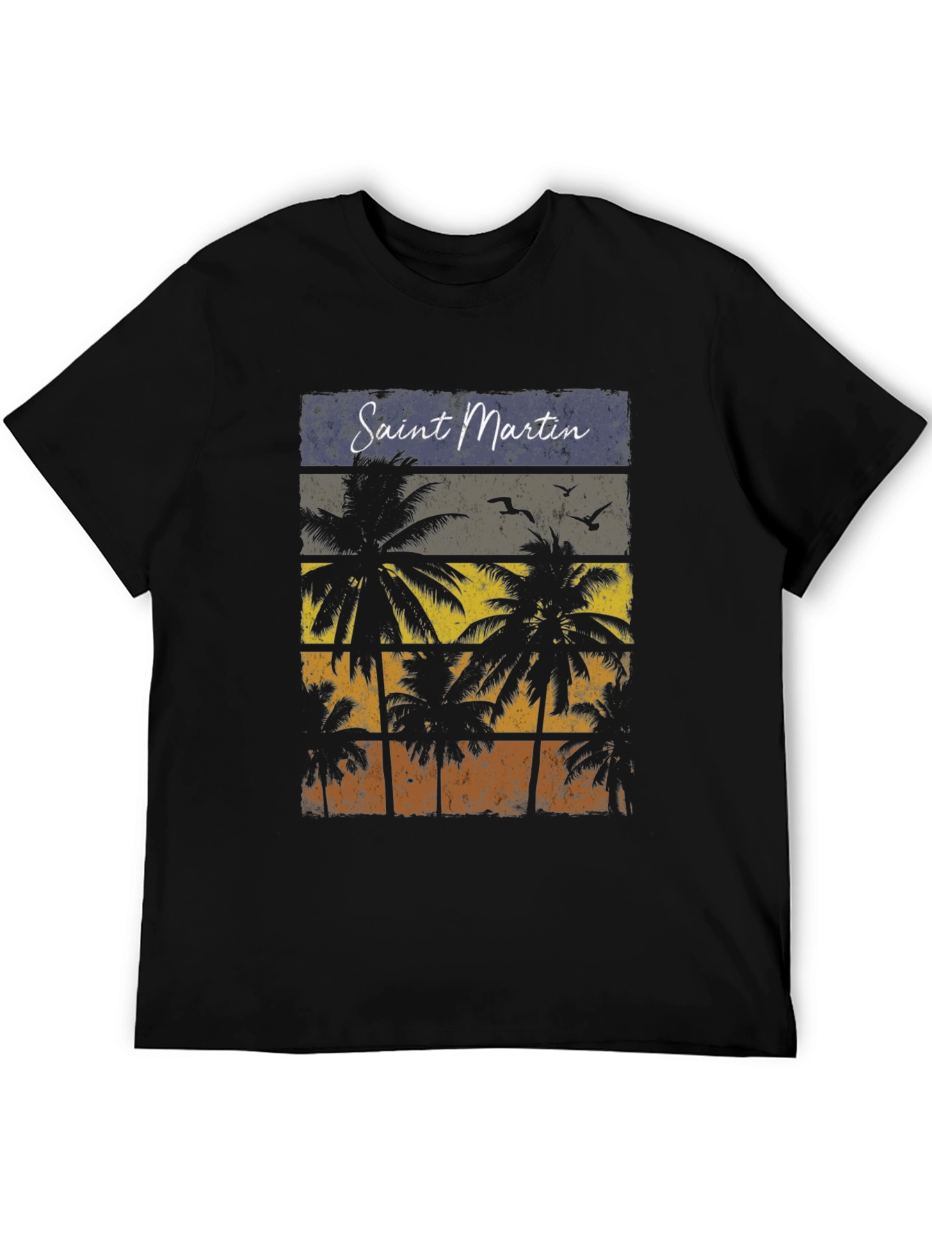 Saint Martin Palm Tree Graphic Tee - Retro Style