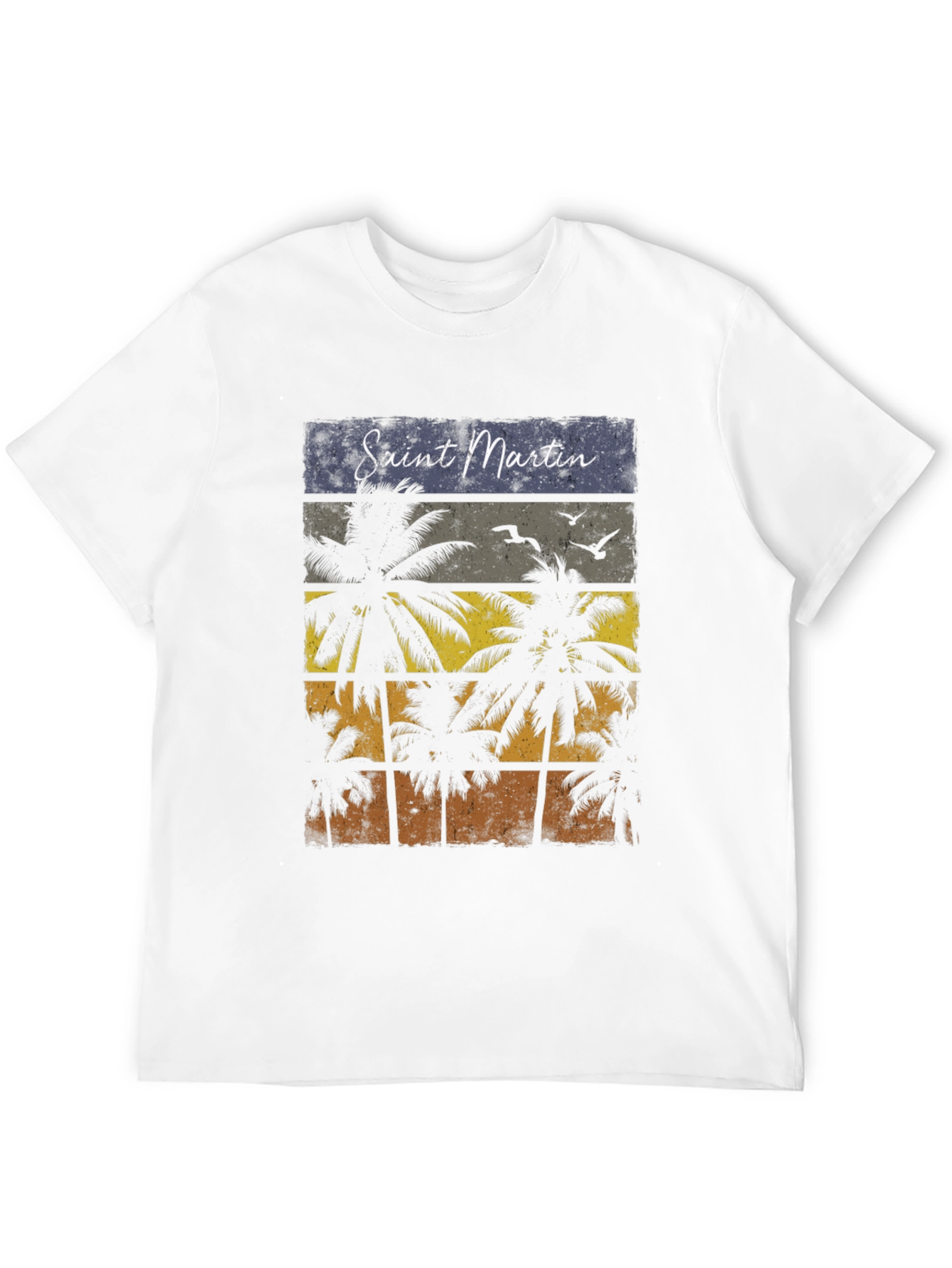 Saint Martin Palm Tree Graphic Tee - Retro Style