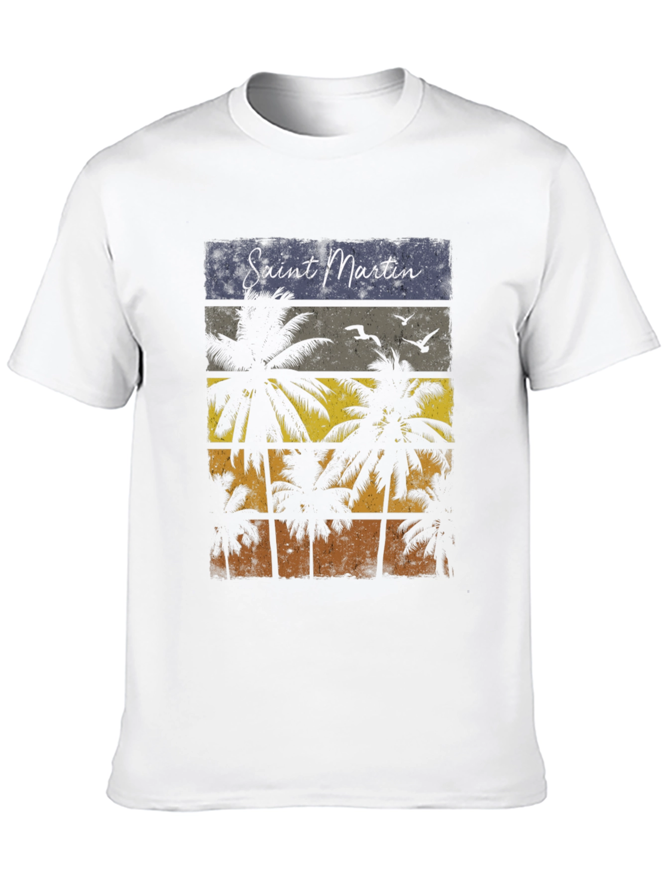 Saint Martin Palm Tree Graphic Tee - Retro Style