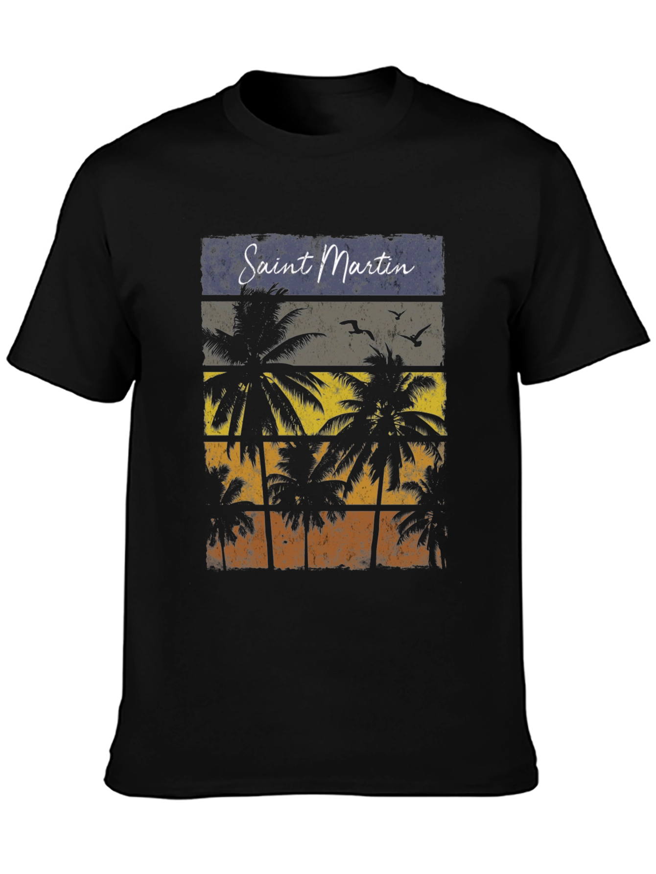 Saint Martin Palm Tree Graphic Tee - Retro Style