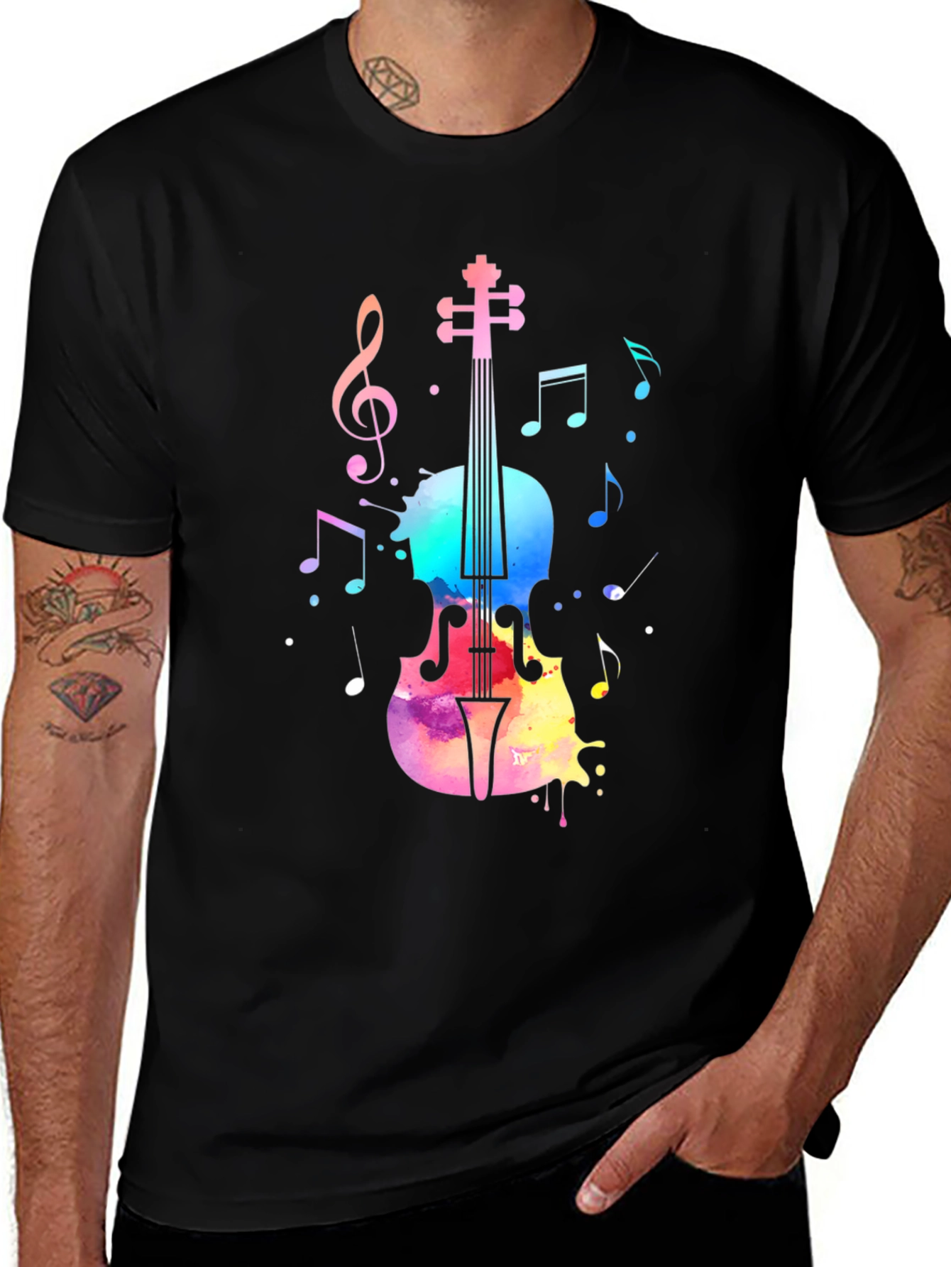 Musical Violin Graphic Print Tee