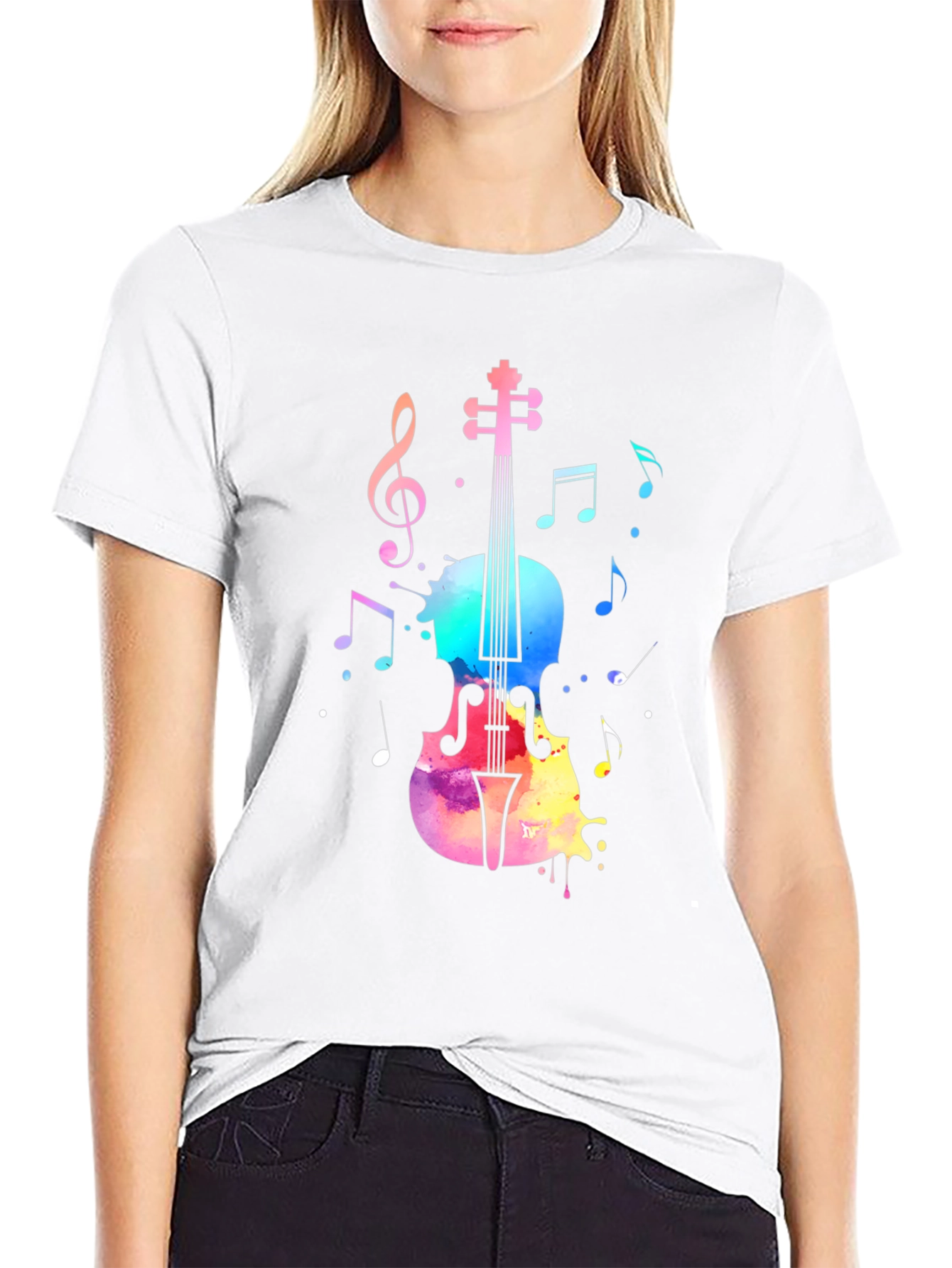 Musical Violin Graphic Print Tee