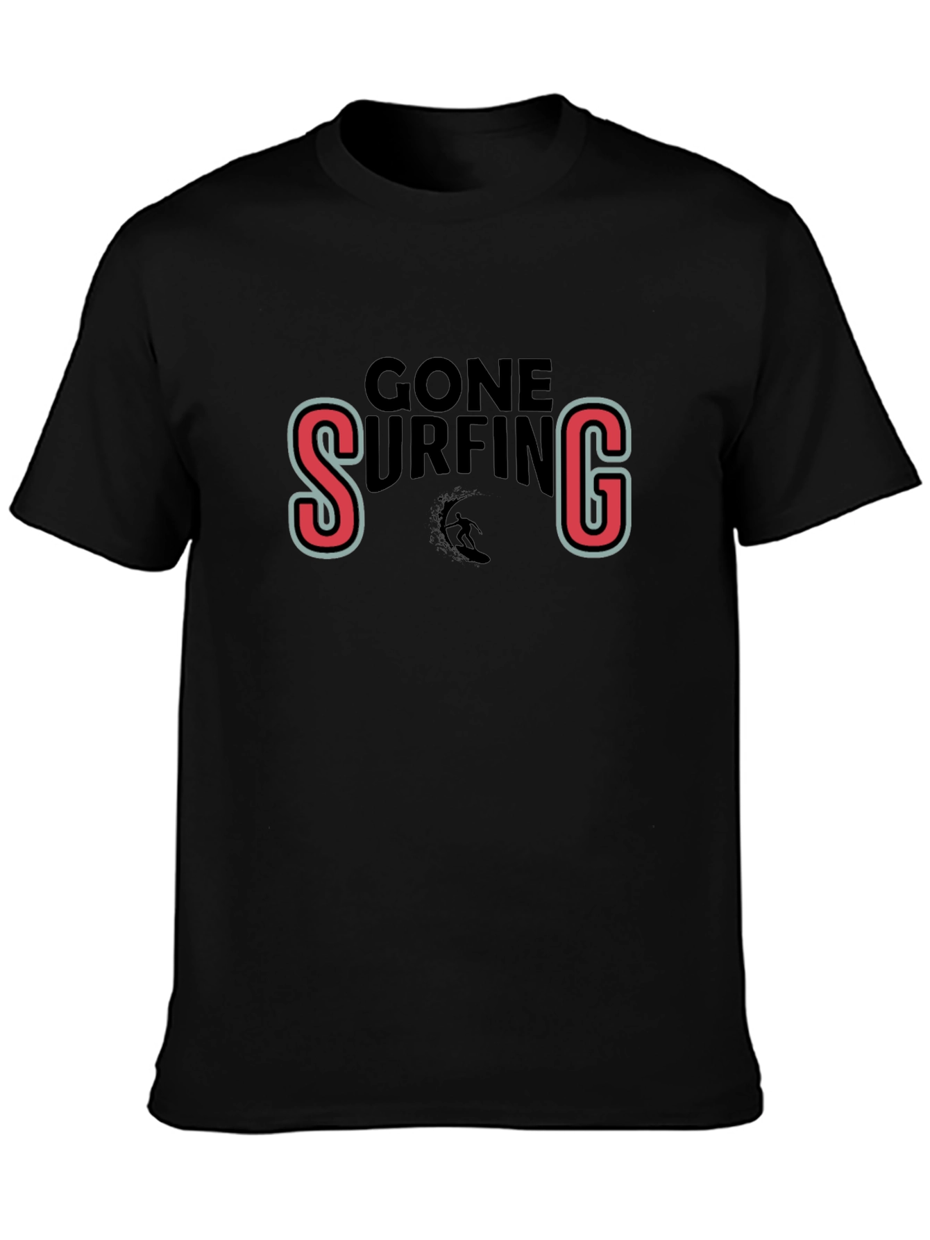 Gone Surfing Black Graphic Tee Shirt