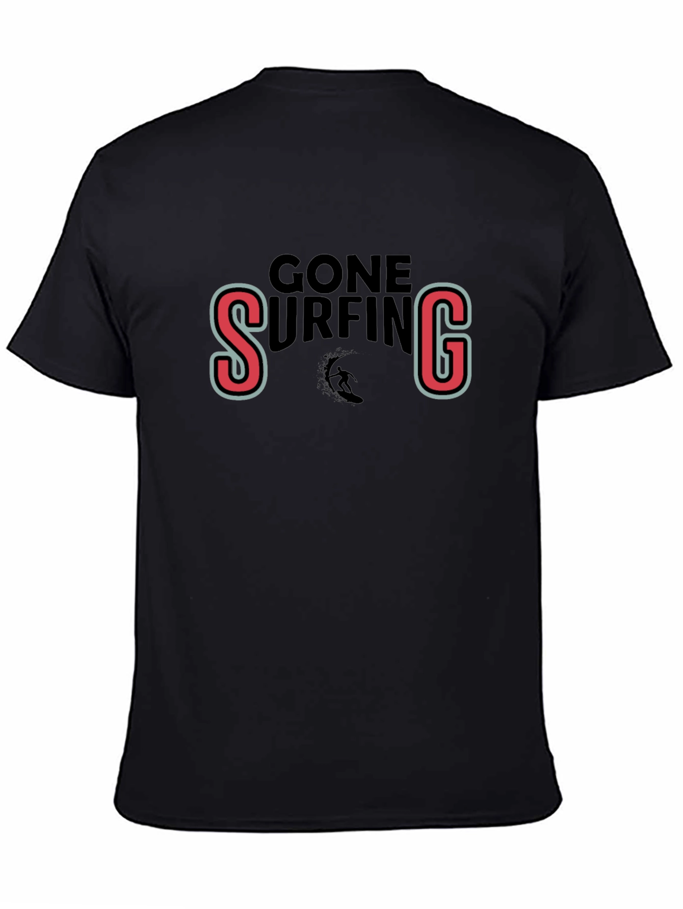 Gone Surfing Black Graphic Tee Shirt