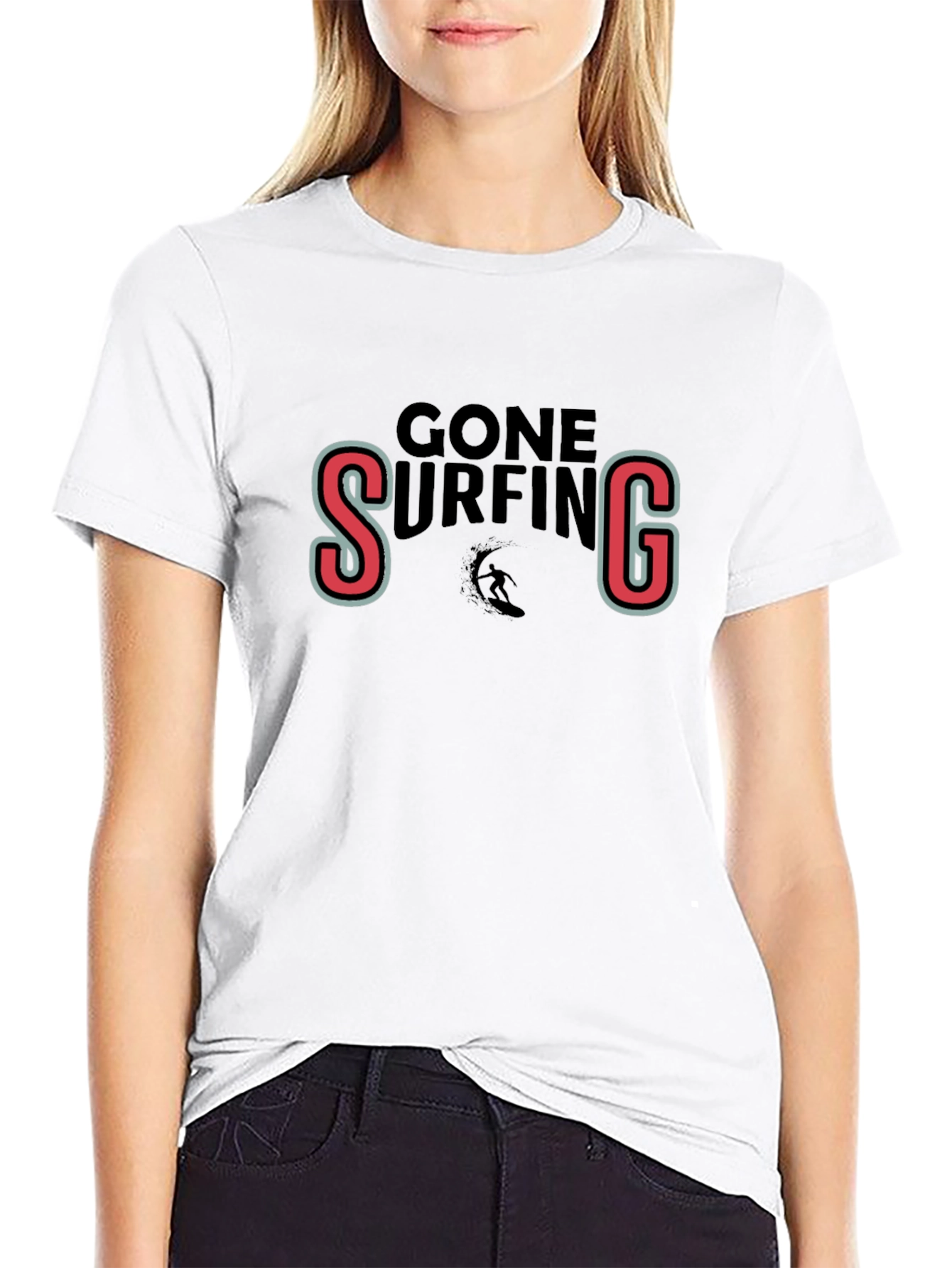 Gone Surfing Black Graphic Tee Shirt