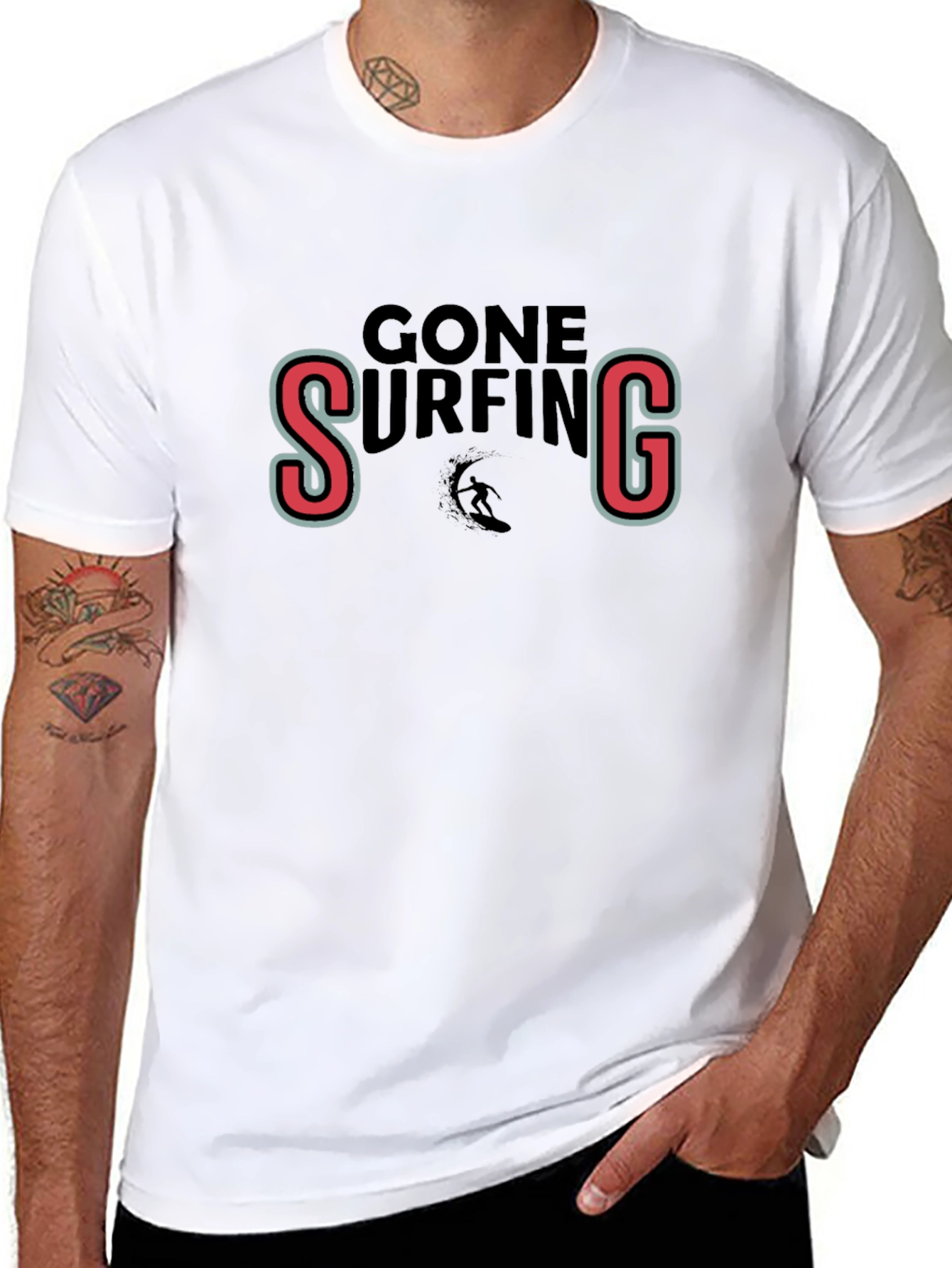 Gone Surfing Black Graphic Tee Shirt