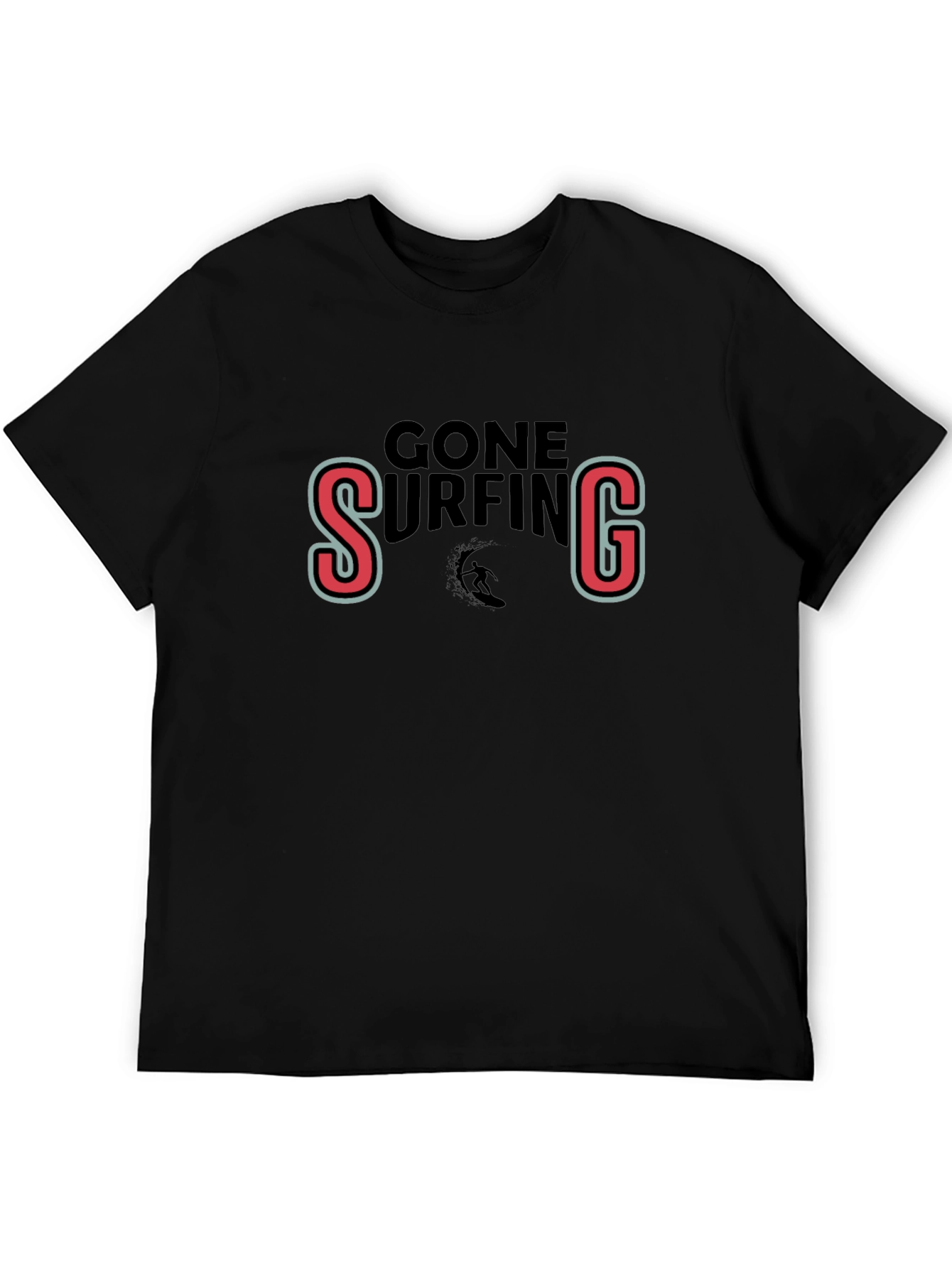 Gone Surfing Black Graphic Tee Shirt