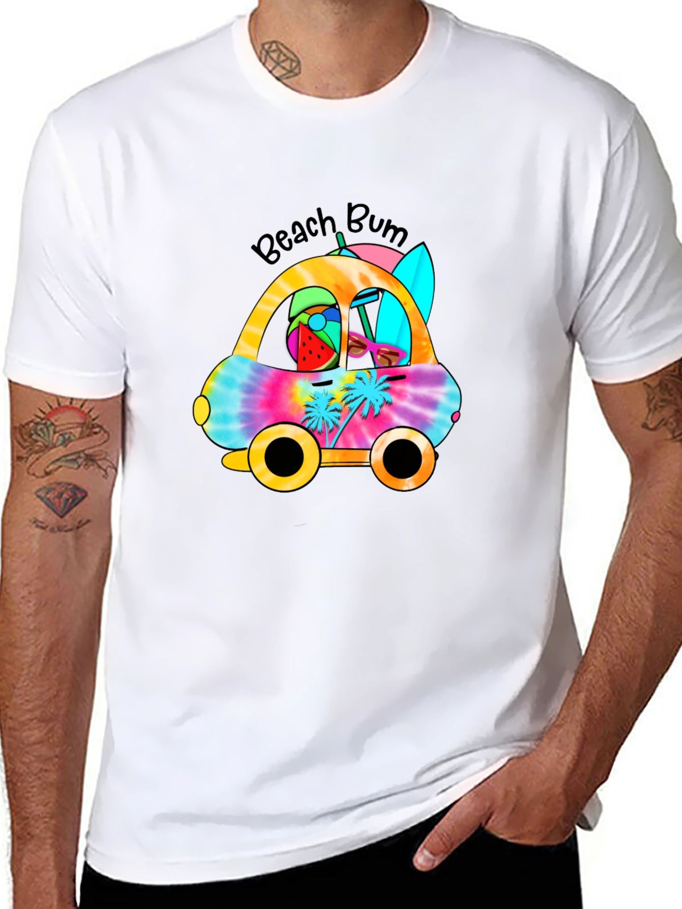 Beach Bum Tie Dye Car T-Shirt