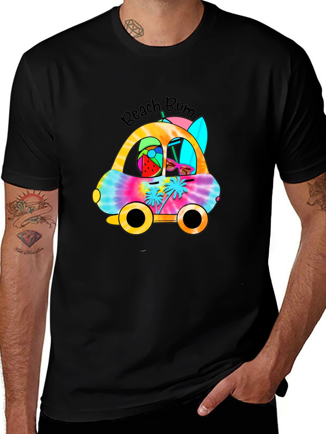 Beach Bum Tie Dye Car T-Shirt