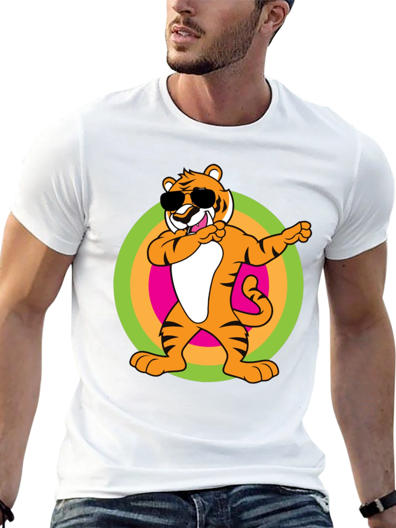 Dabbing Tiger Graphic Black T-Shirt
