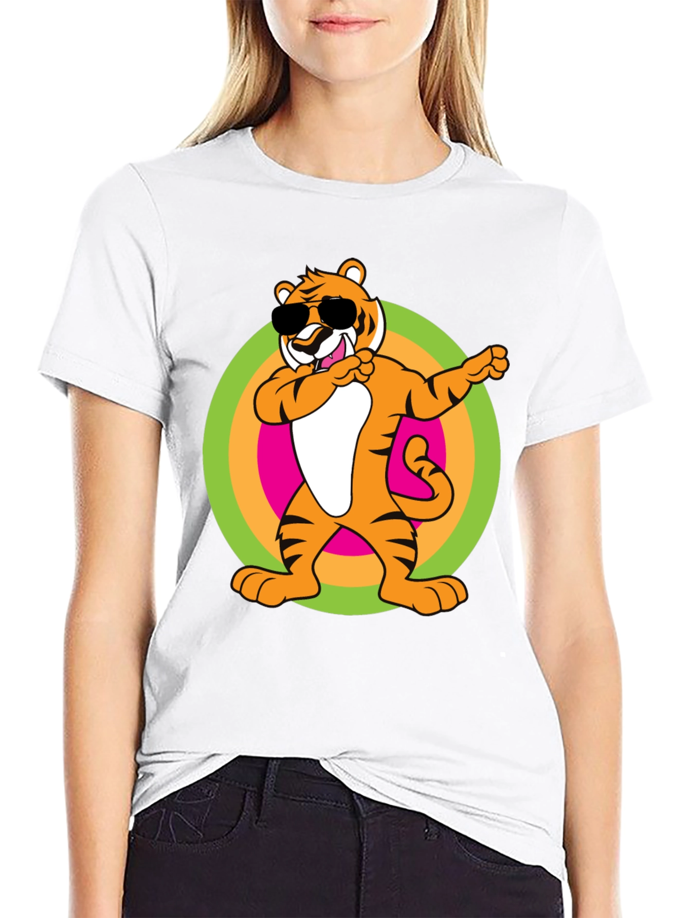 Dabbing Tiger Graphic Black T-Shirt