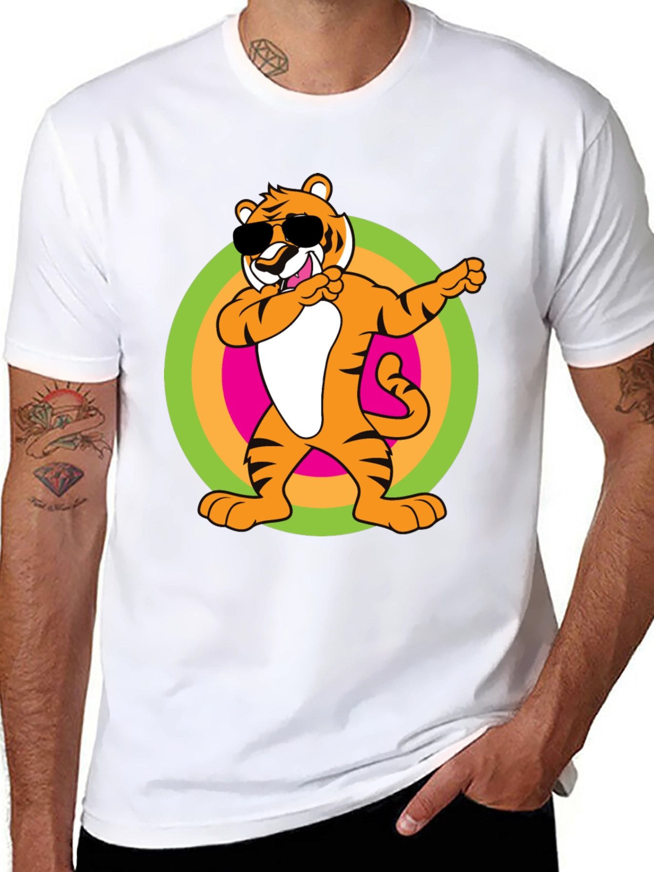 Dabbing Tiger Graphic Black T-Shirt
