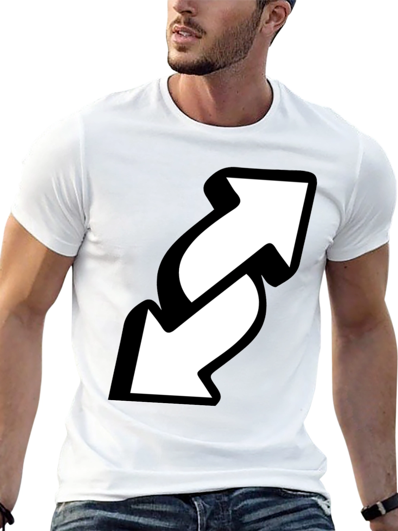 Reverse Arrow Black T-Shirt - Novelty Graphic Tee