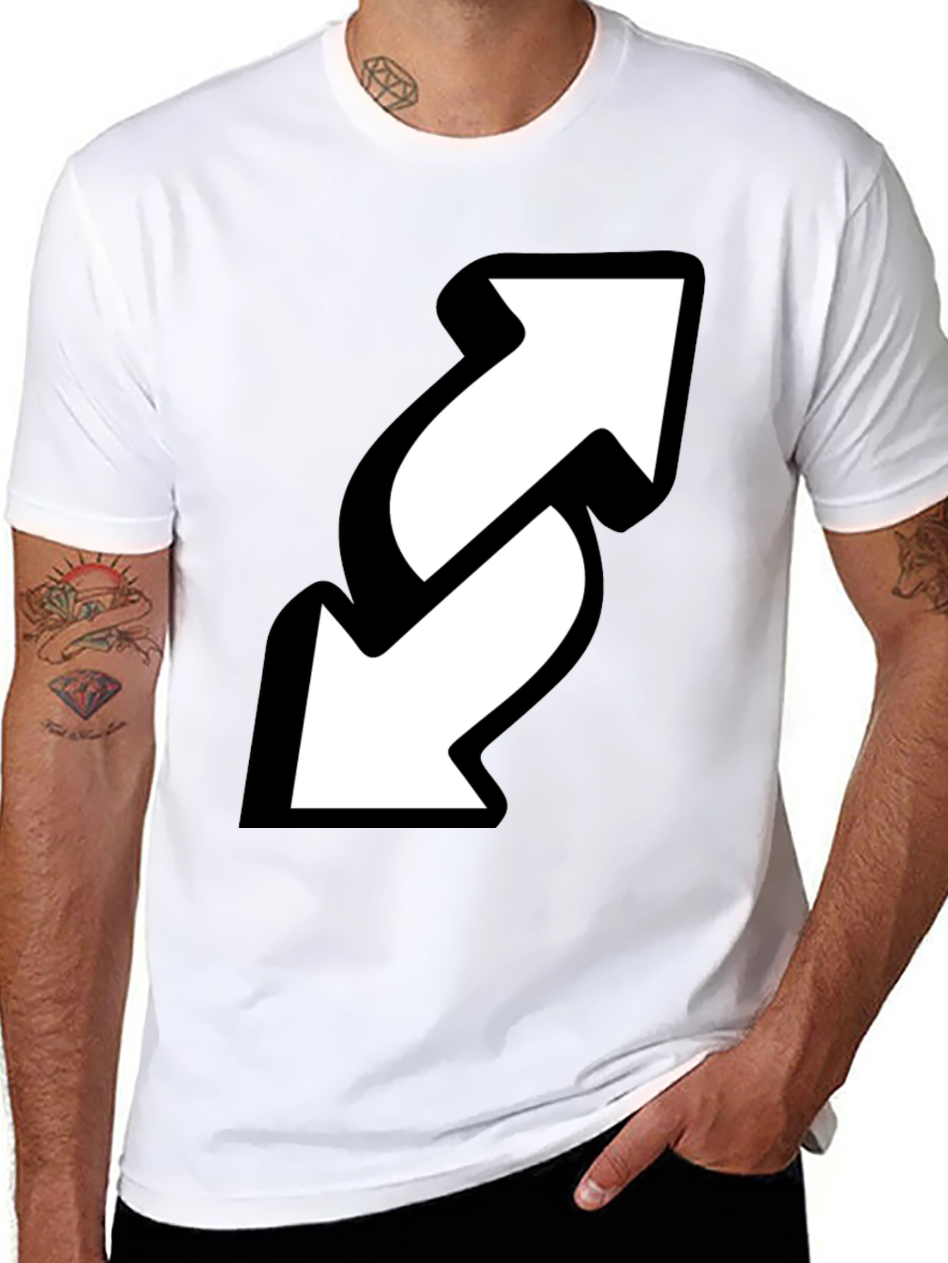 Reverse Arrow Black T-Shirt - Novelty Graphic Tee