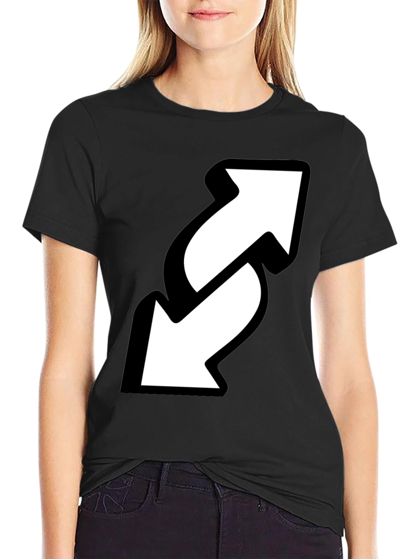 Reverse Arrow Black T-Shirt - Novelty Graphic Tee