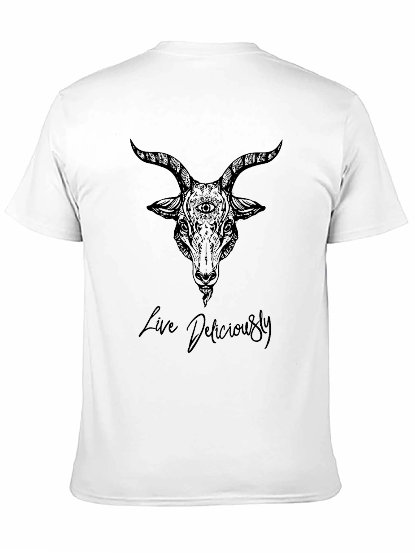 Live Deliciously Goat Tee - Black Graphic T-Shirt