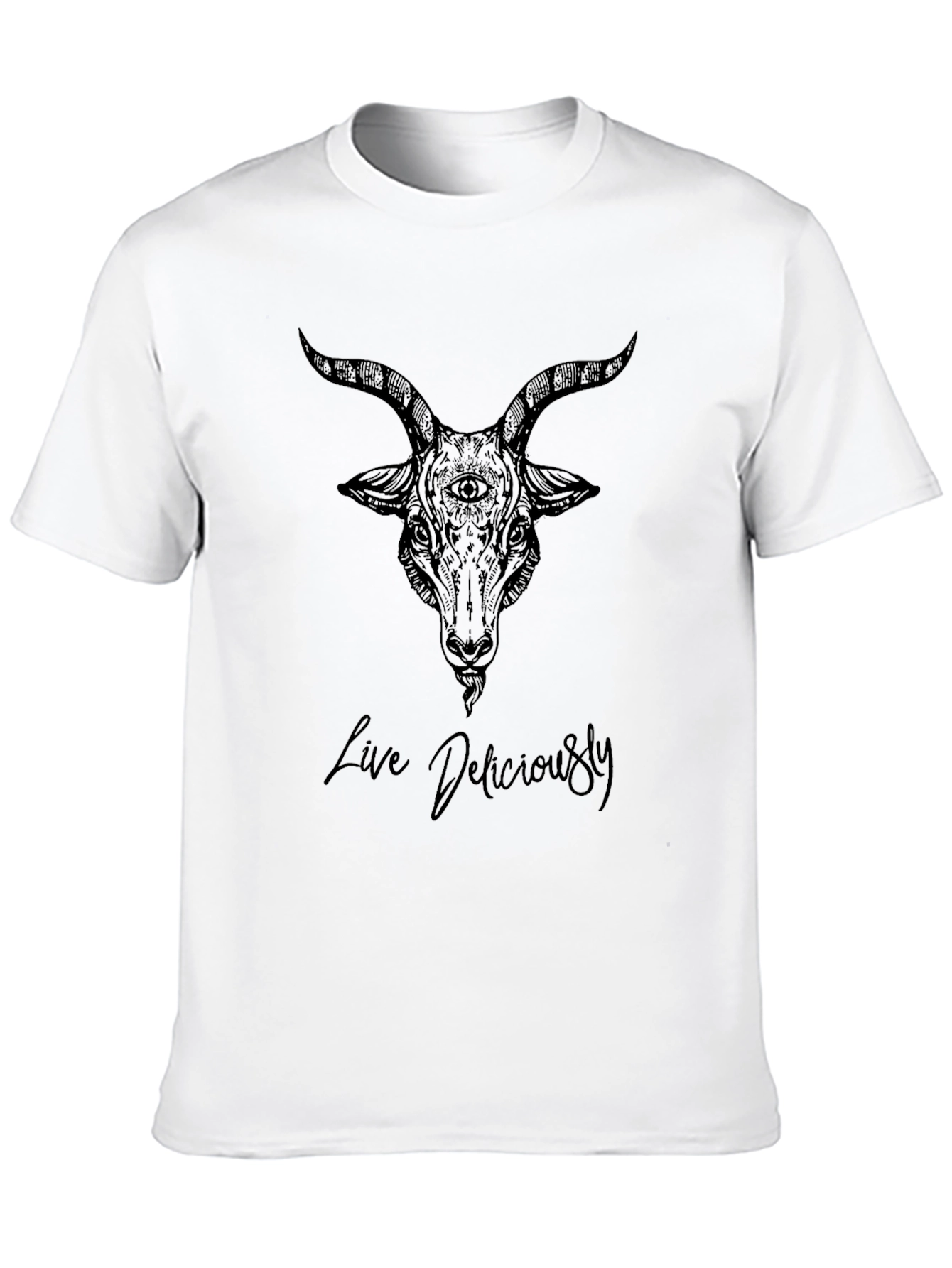 Live Deliciously Goat Tee - Black Graphic T-Shirt