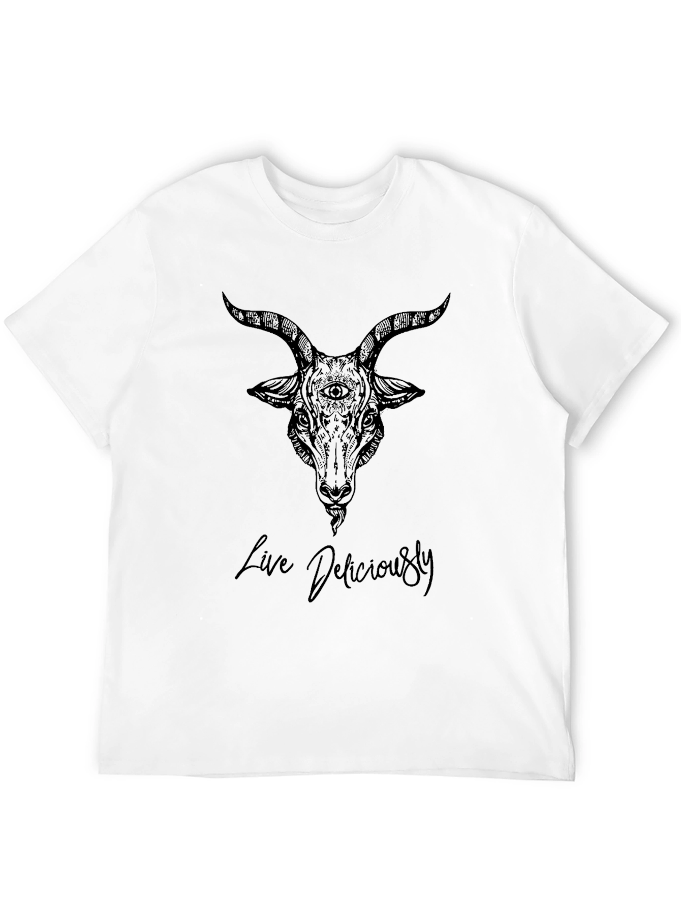 Live Deliciously Goat Tee - Black Graphic T-Shirt