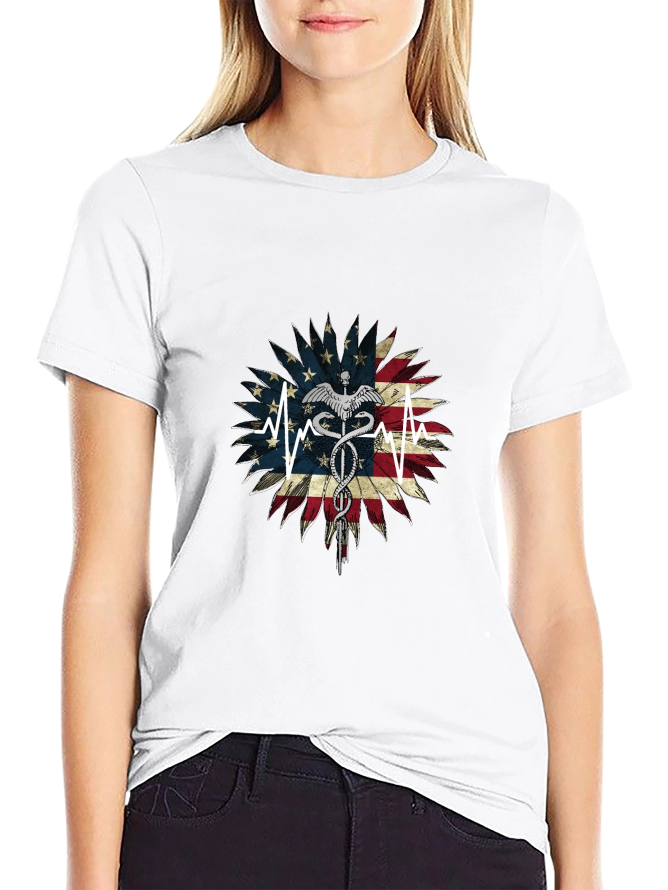 American Flag Caduceus Graphic Tee
